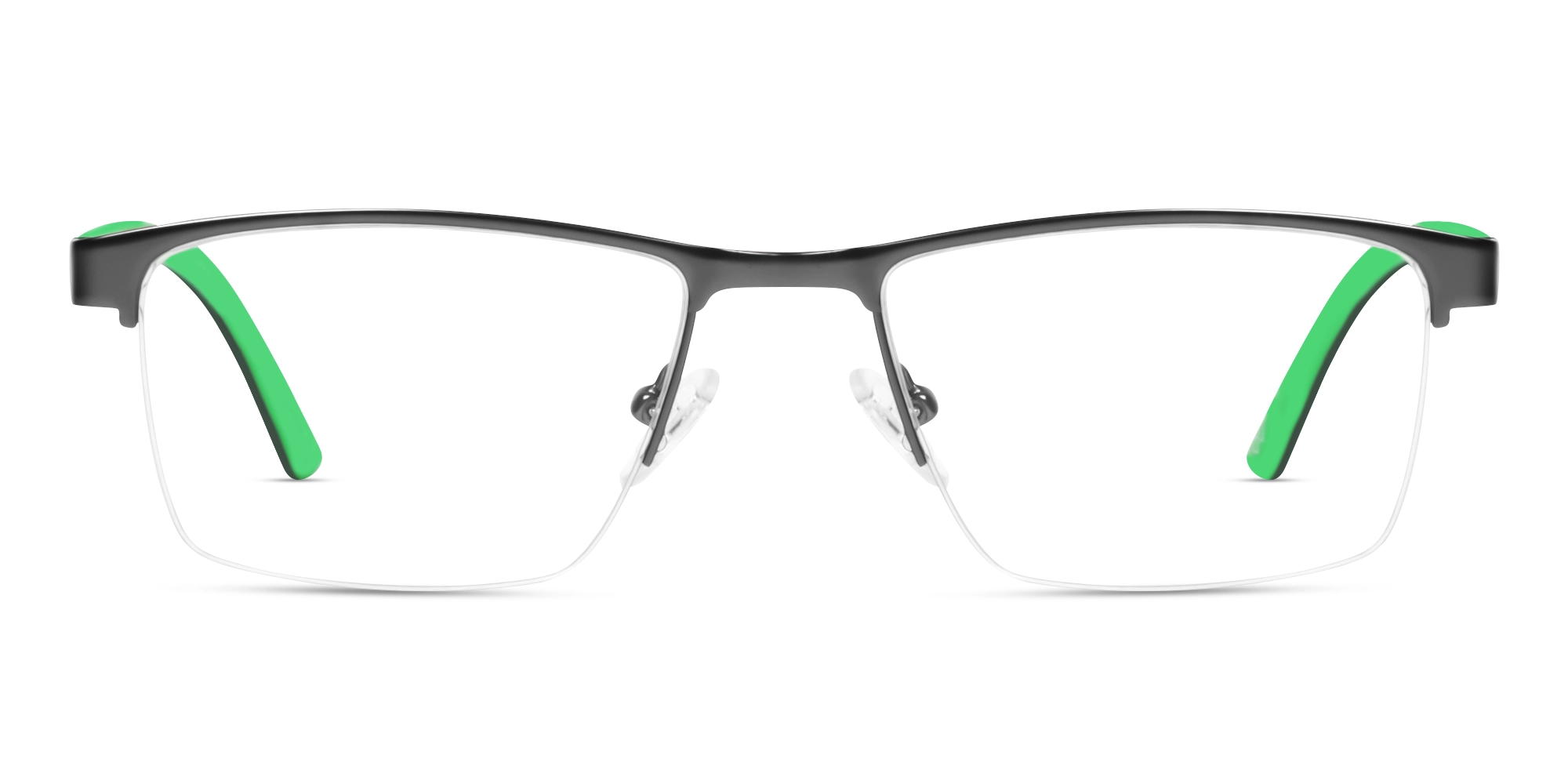 Gunmetal Halfrim Rectangle Glasses With Nose Pad-1