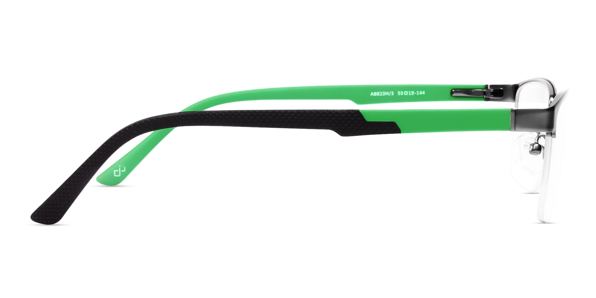 Gunmetal Halfrim Rectangle Glasses With Nose Pad-3