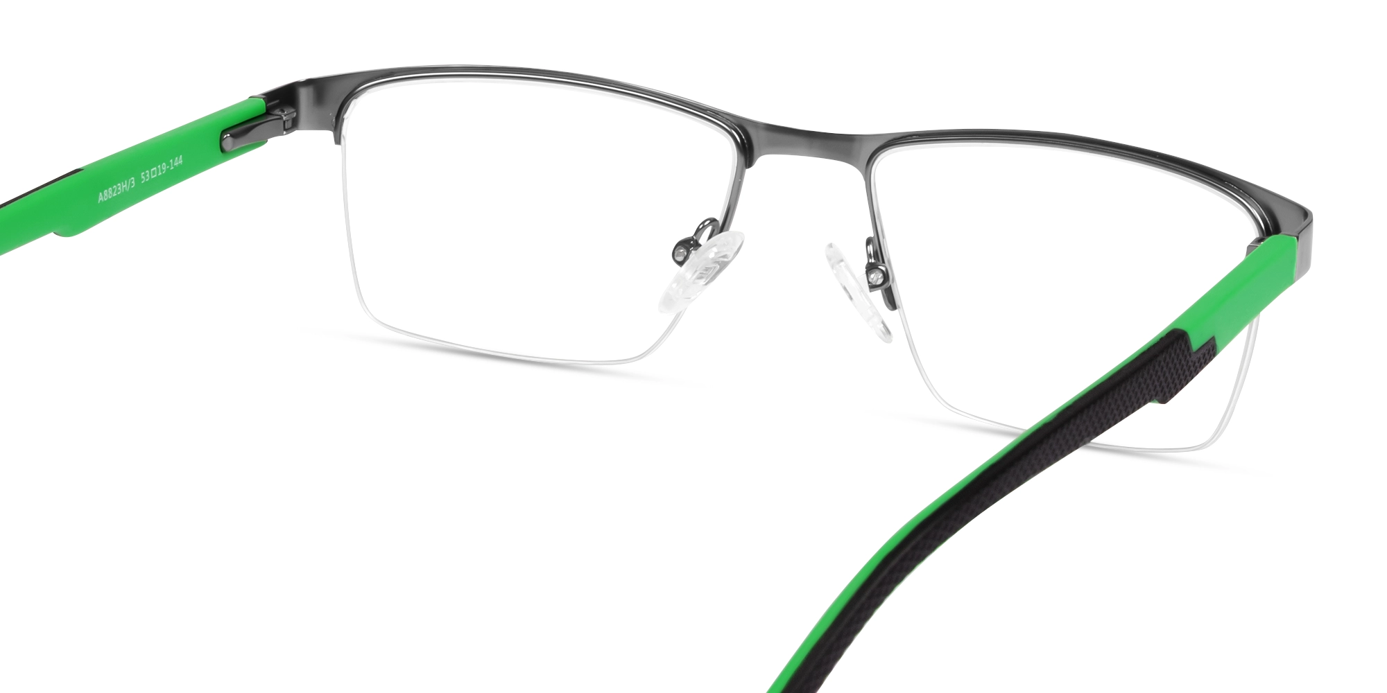 Gunmetal Halfrim Rectangle Glasses With Nose Pad-4