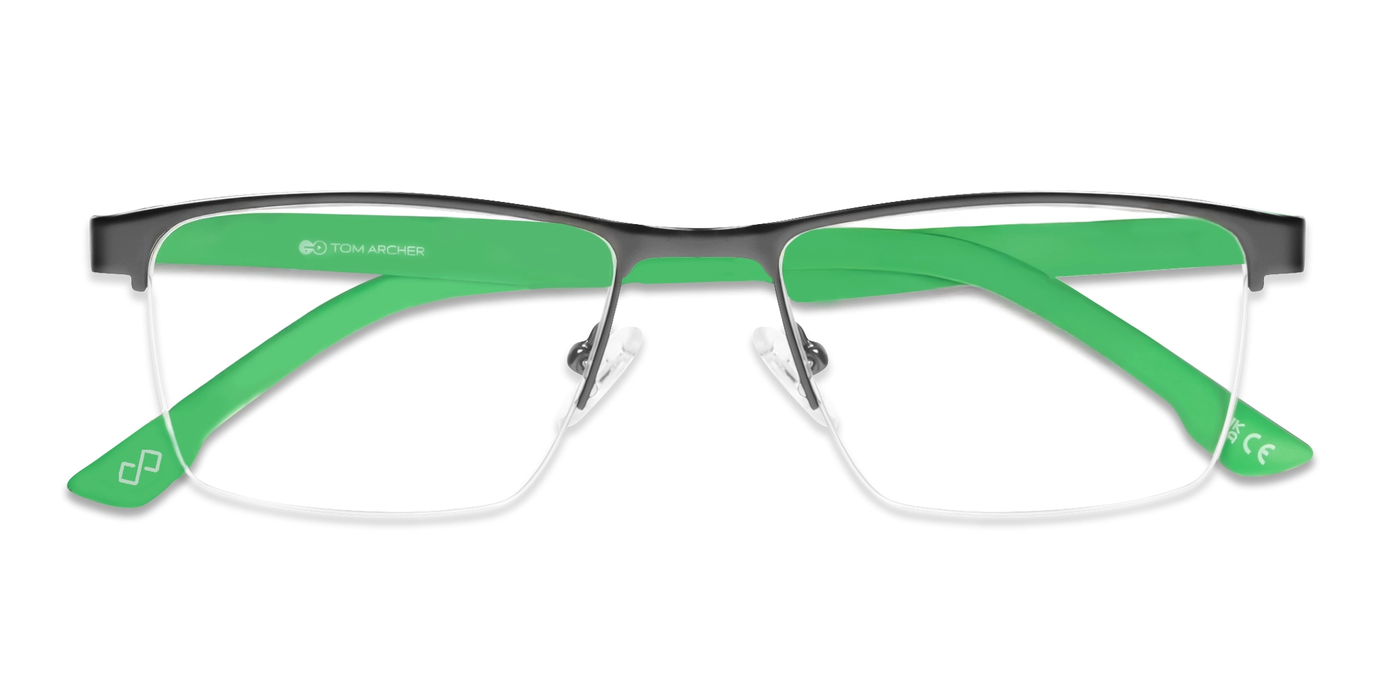 Gunmetal Halfrim Rectangle Glasses With Nose Pad-5