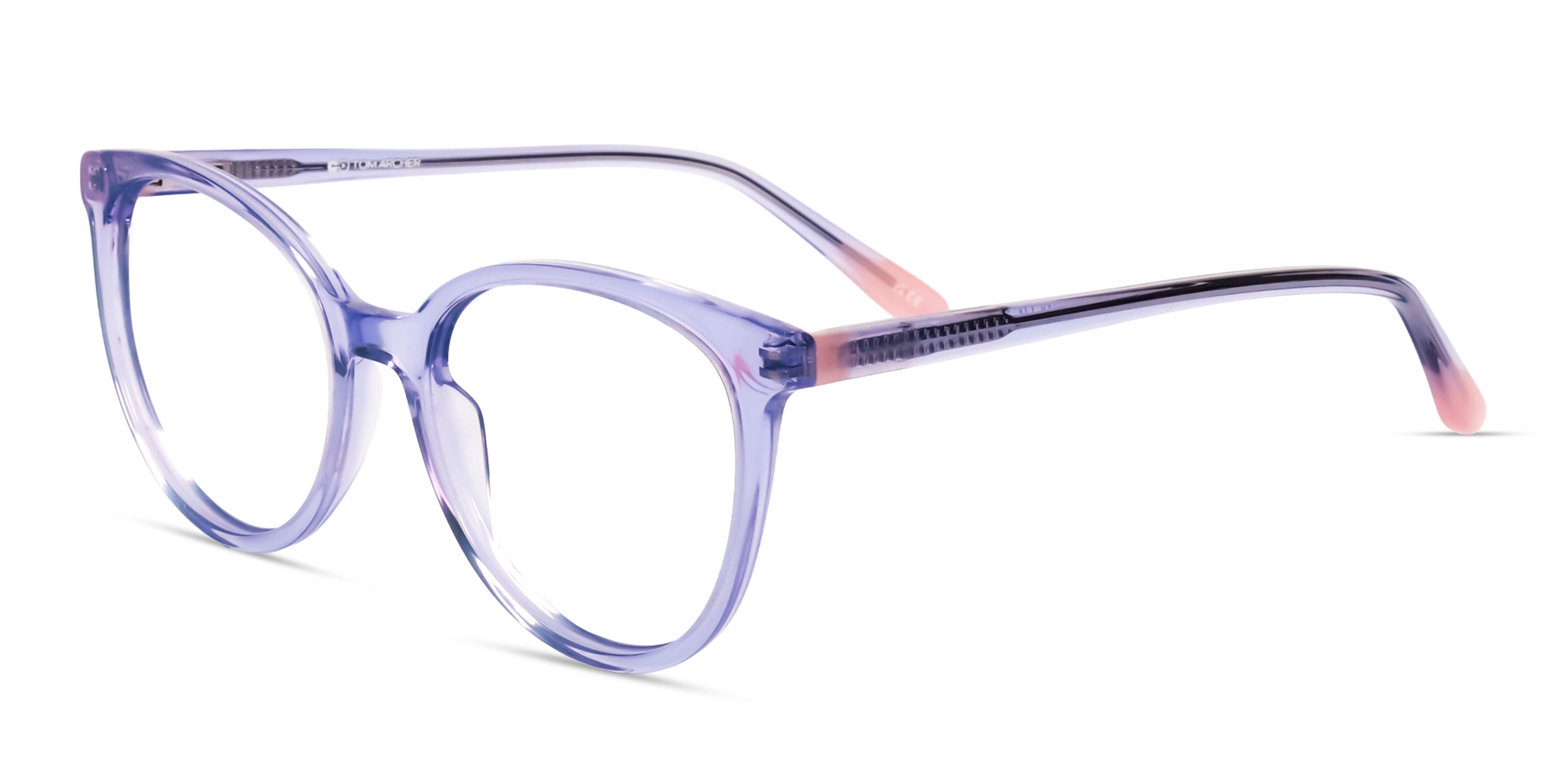 Crystal Purple Round Frame Acetate Eyeglasses