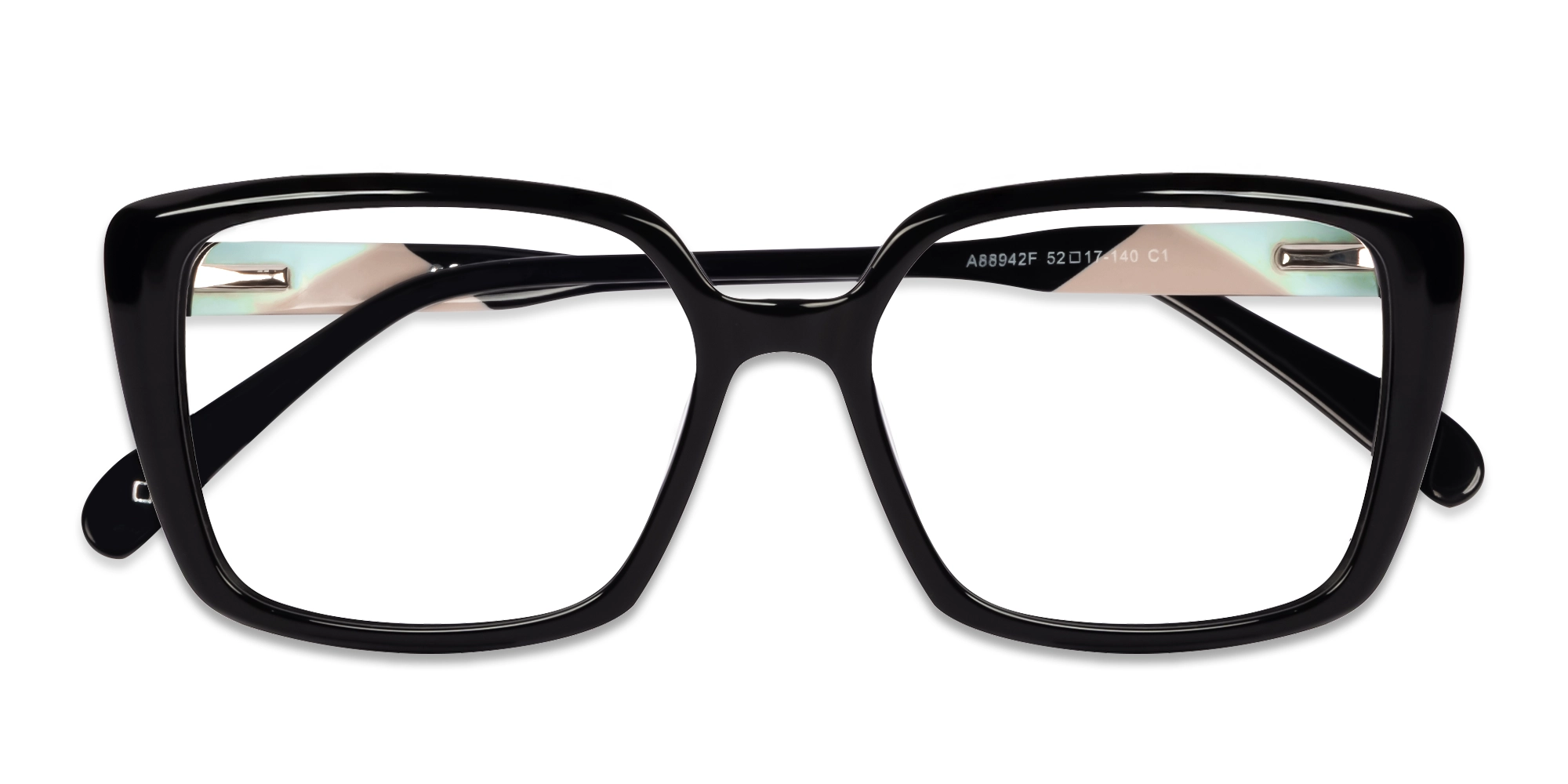 Black Square Full-Rim Acetate Glasses-6