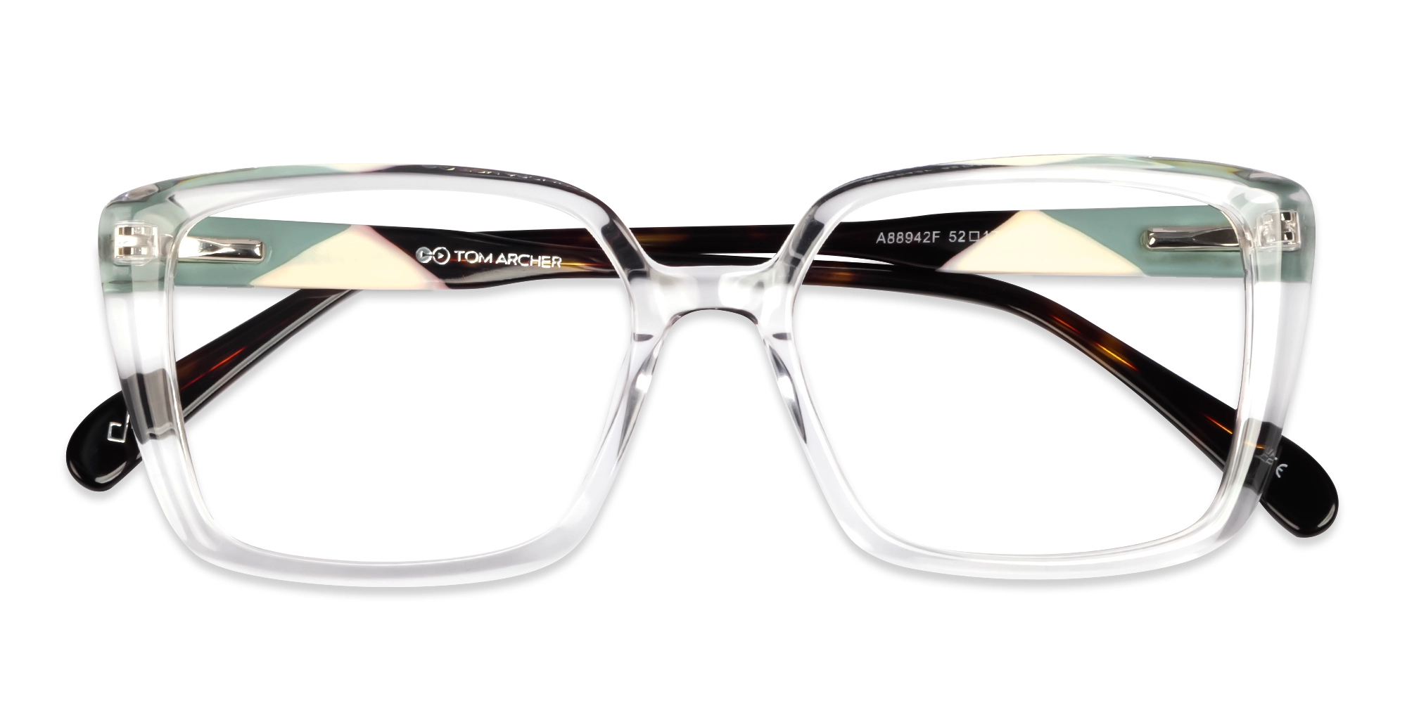Crystal Clear Square Full-Rim Acetate Glasses-6