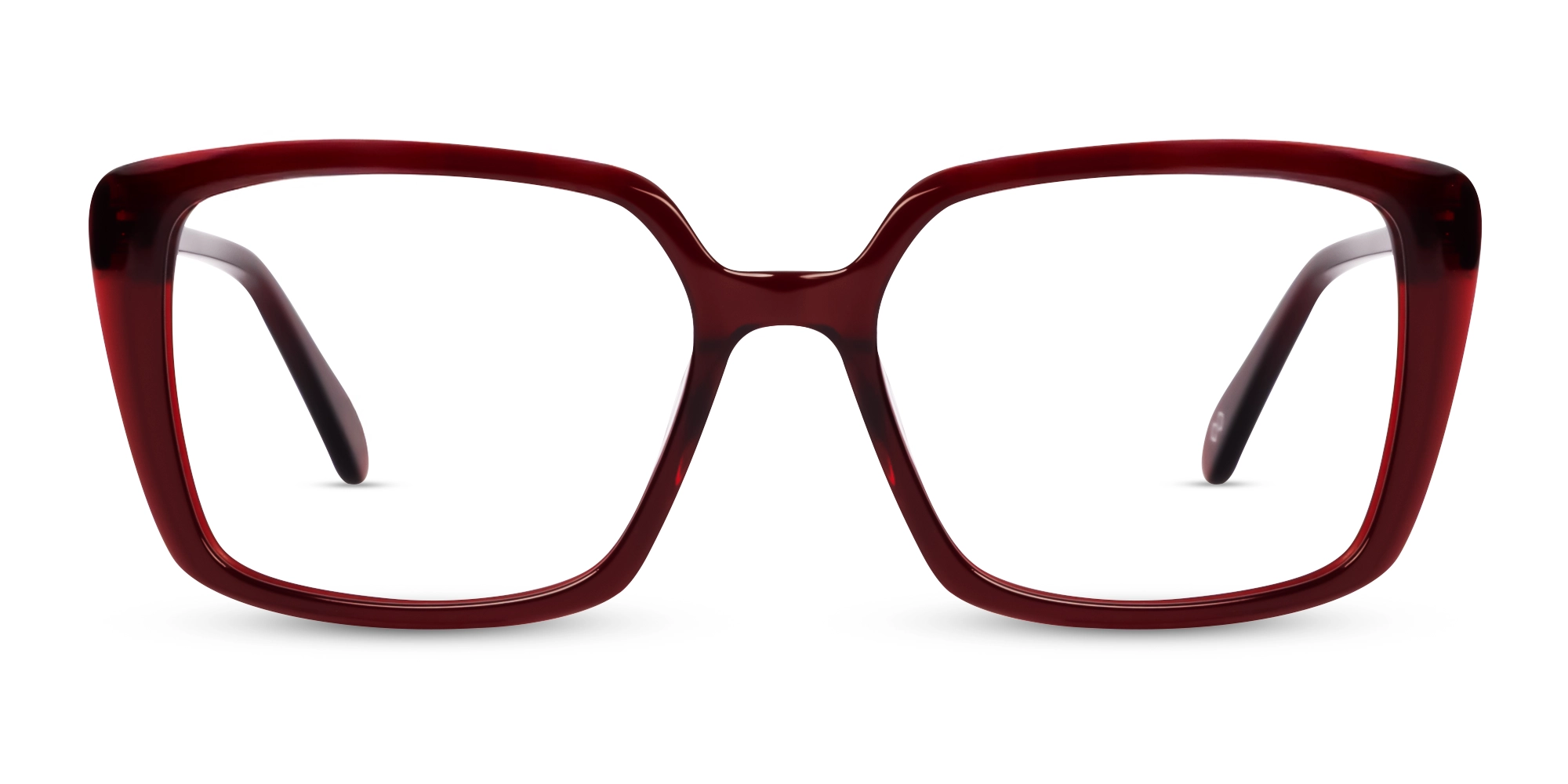 Crystal Dark Maroon Square Fullrim Glasses-1