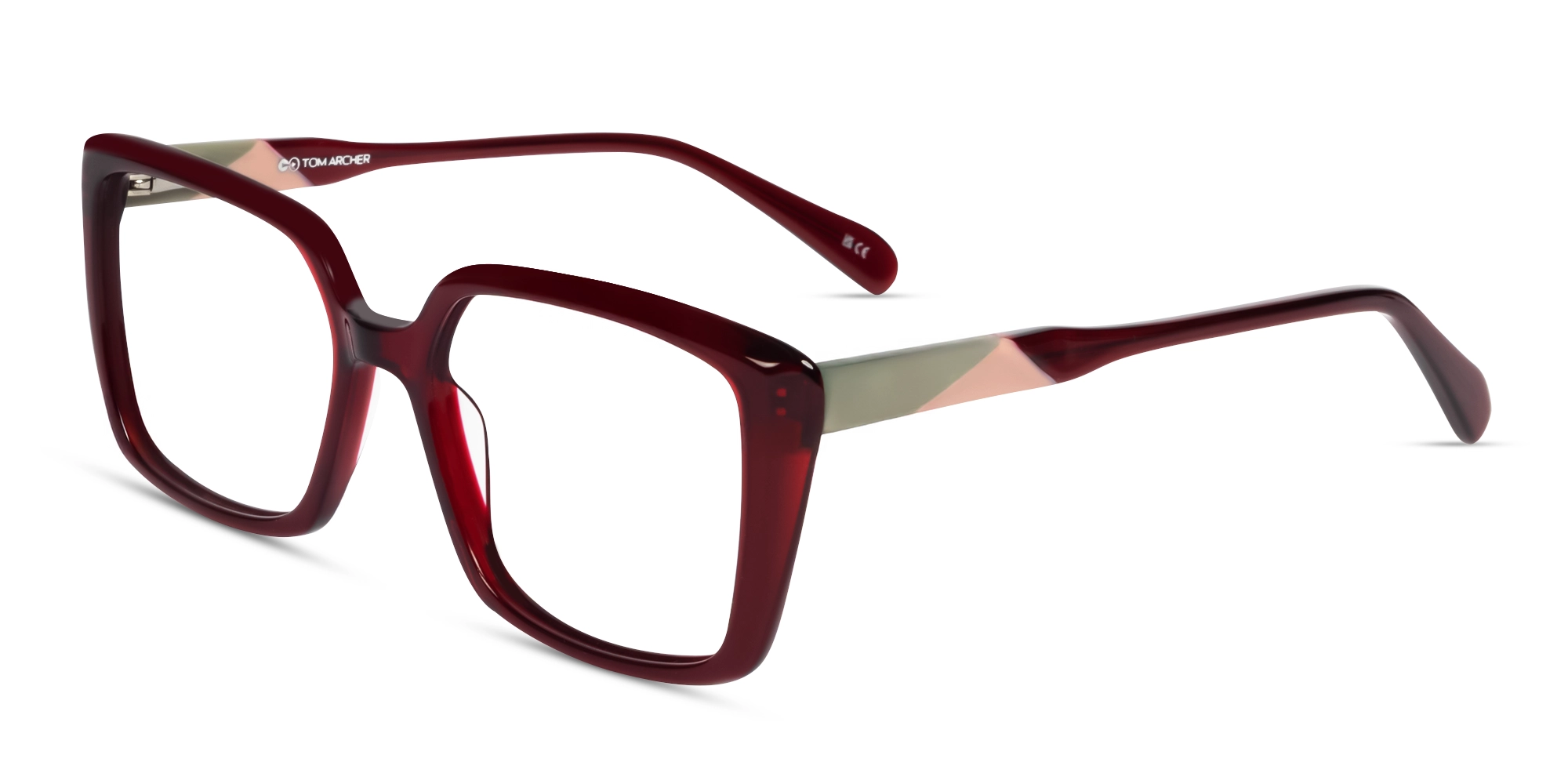 Crystal Dark Maroon Square Fullrim Glasses-3
