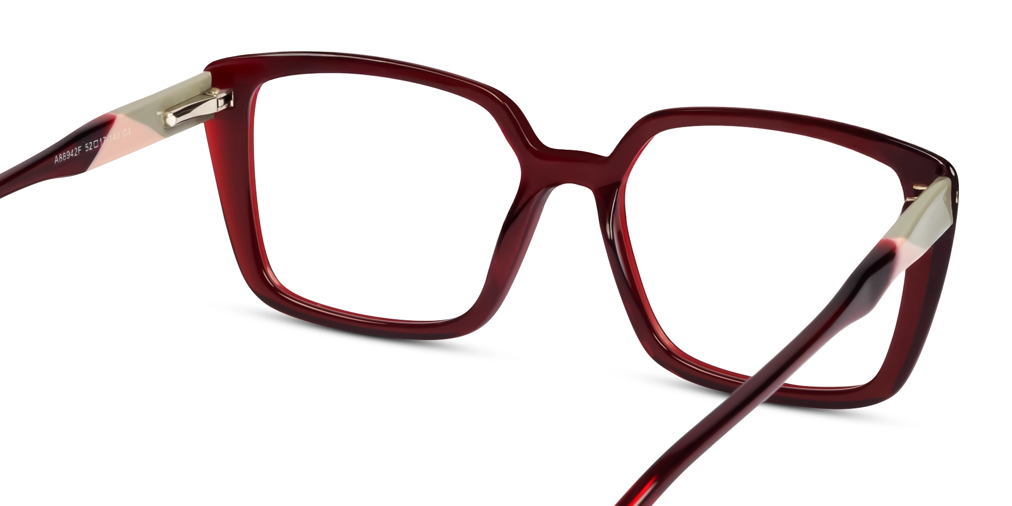 Crystal Dark Maroon Square Fullrim Glasses-5