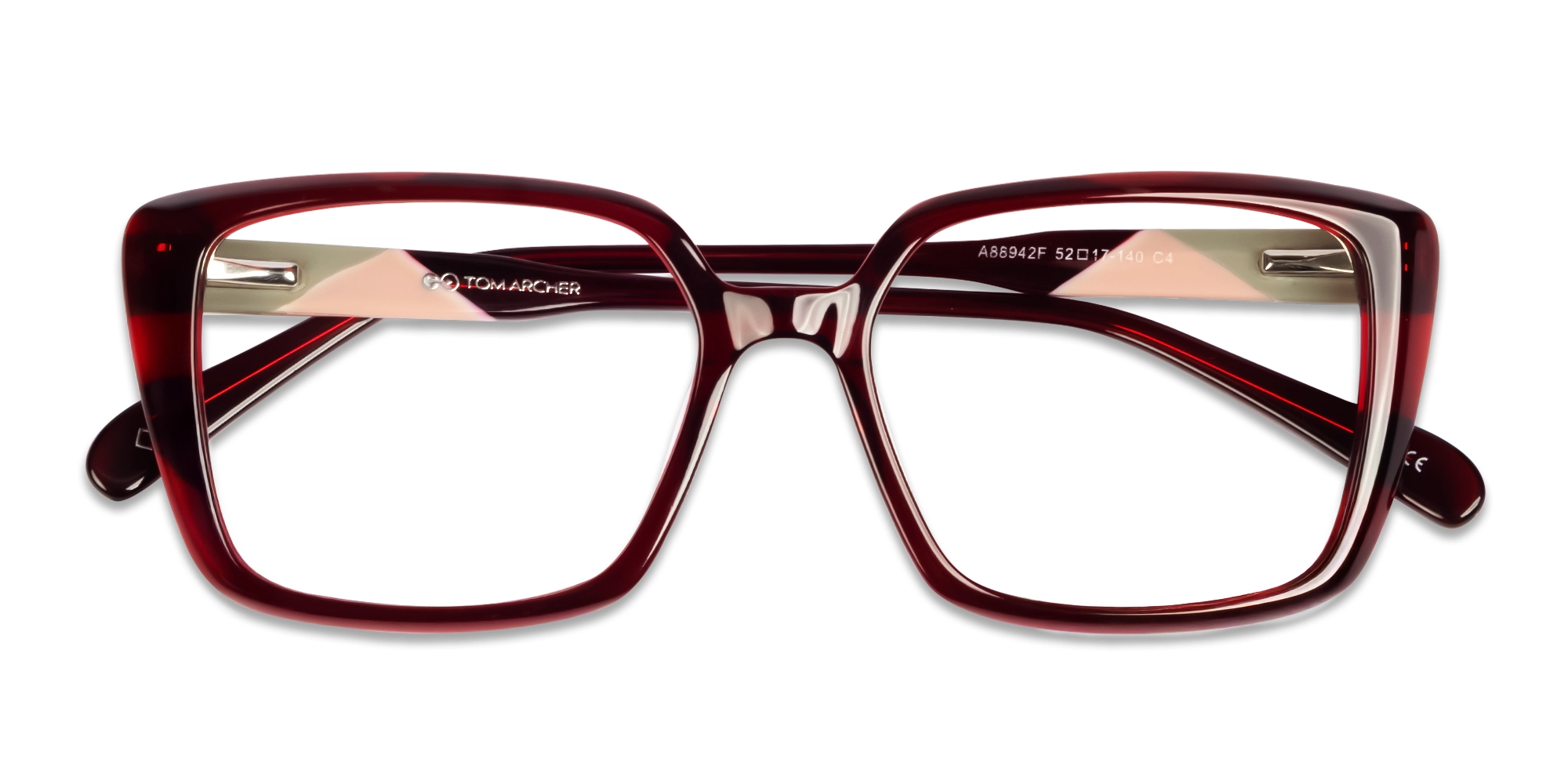 Crystal Dark Maroon Square Fullrim Glasses-6