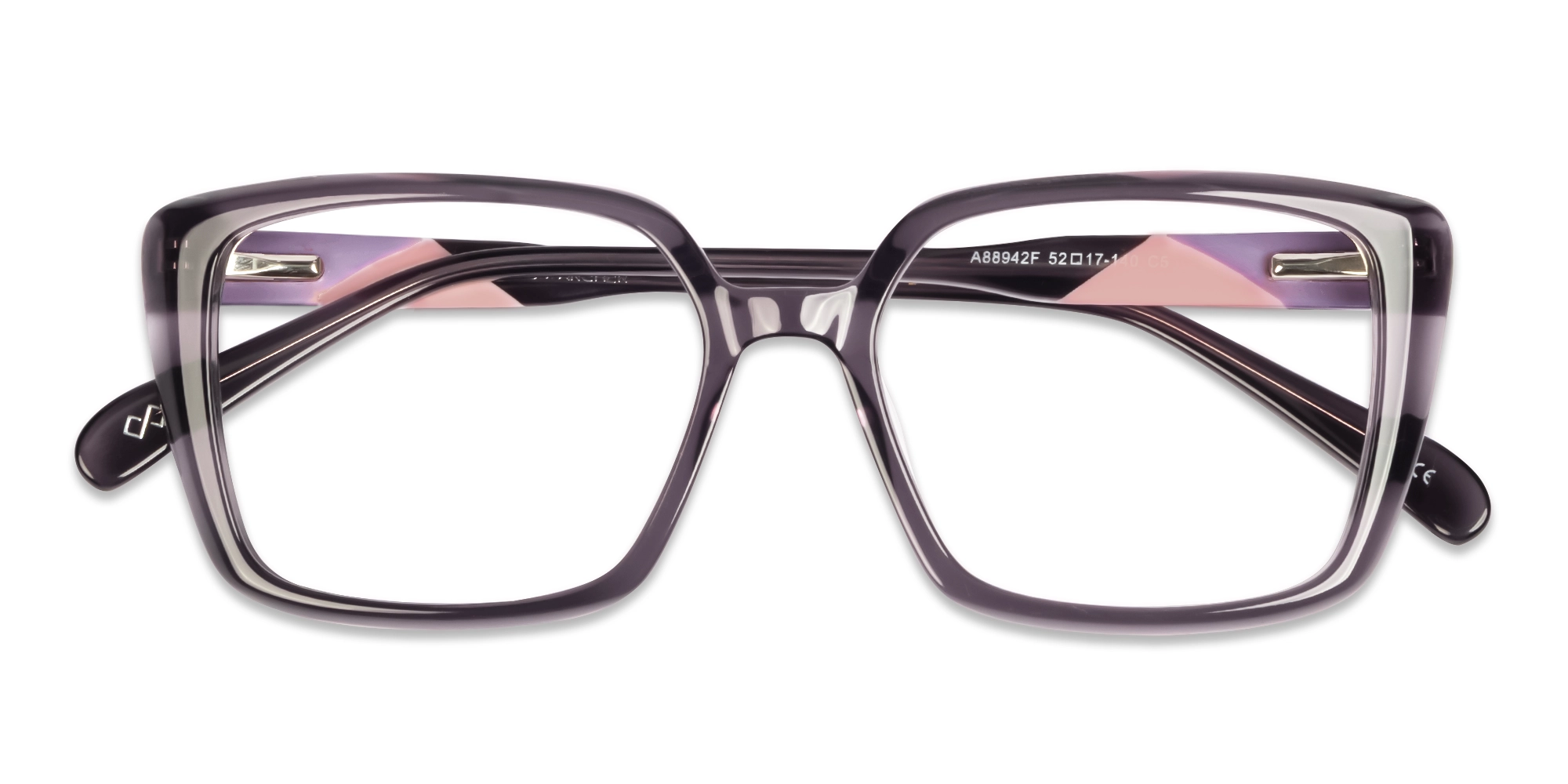 Crystal Wisteria Square Full-Rim Acetate Glasses-6