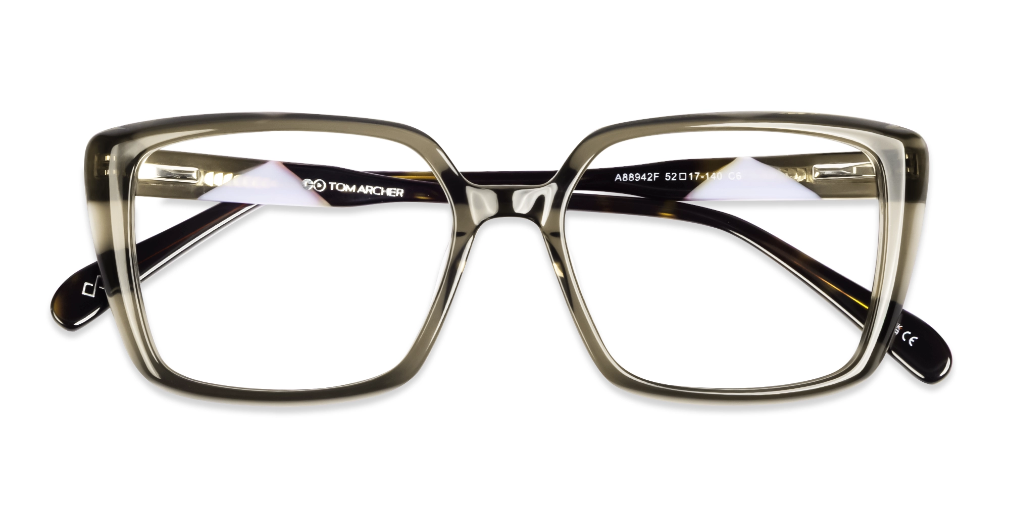 Crystal Sage Green Square Full-Rim Glasses-6