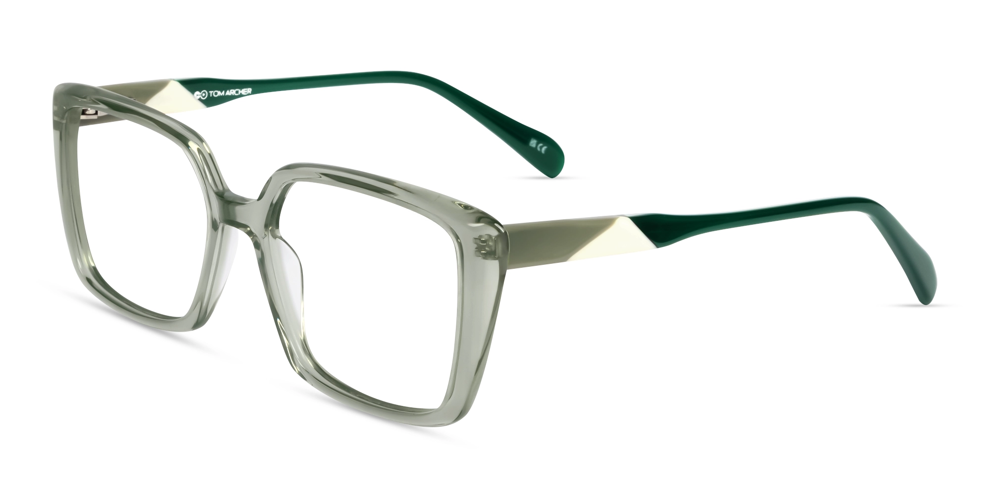Crystal Mint Green Square Full-Rim Glasses-3