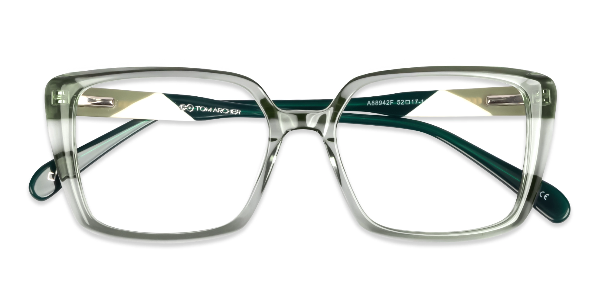 Crystal Mint Green Square Full-Rim Glasses-6