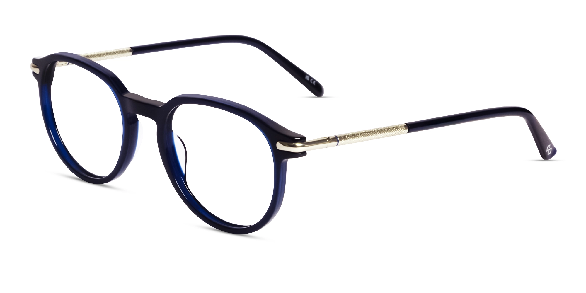 Navy Blue Round Keyhole Bridge Fullrim Glasses-2