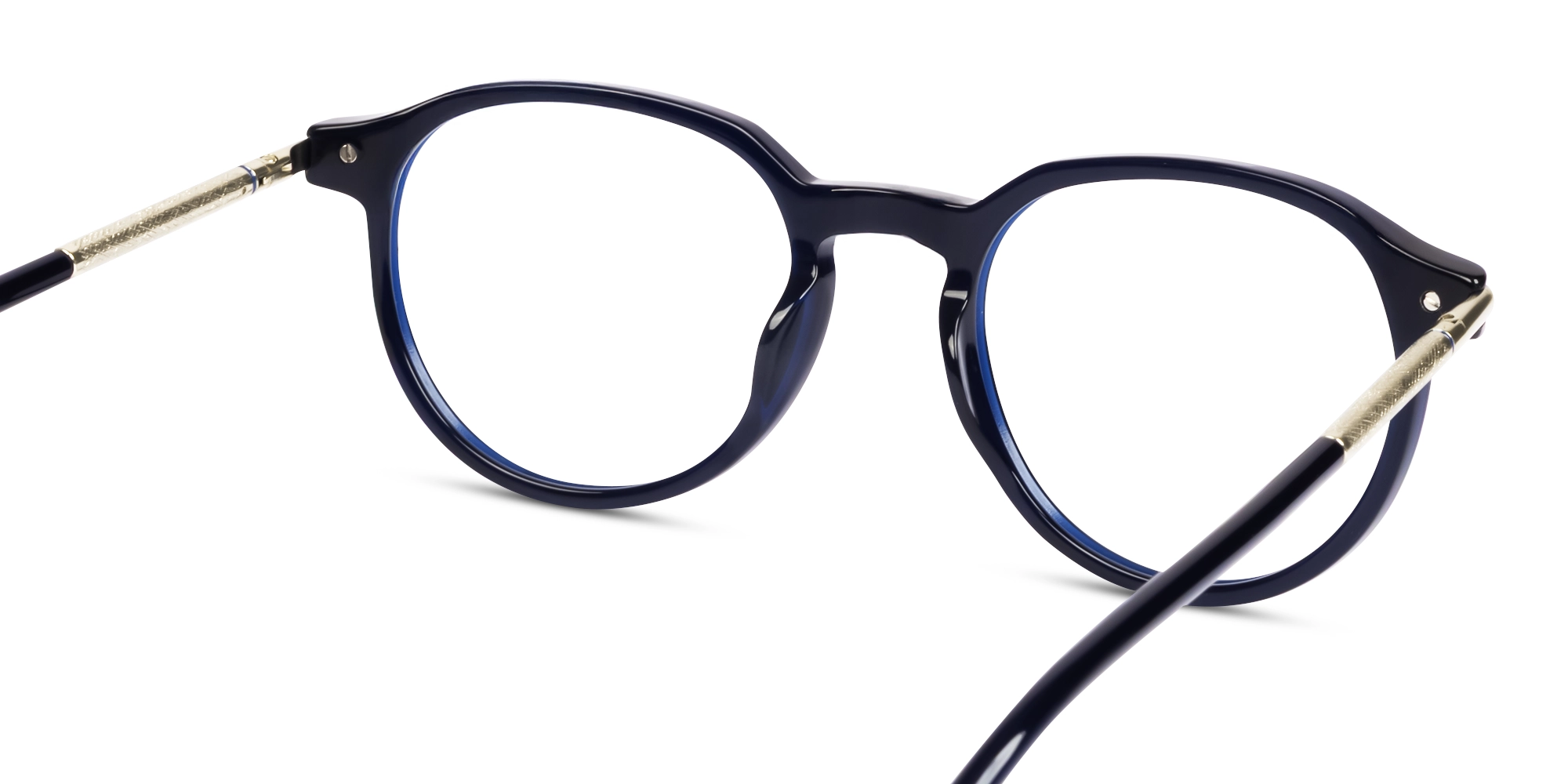 Navy Blue Round Keyhole Bridge Fullrim Glasses-4