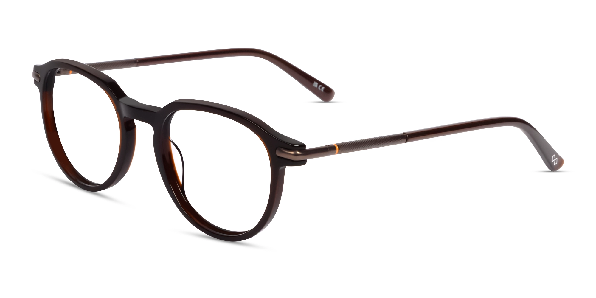 Dark Brown Round Keyhole Bridge Fullrim Glasses-2