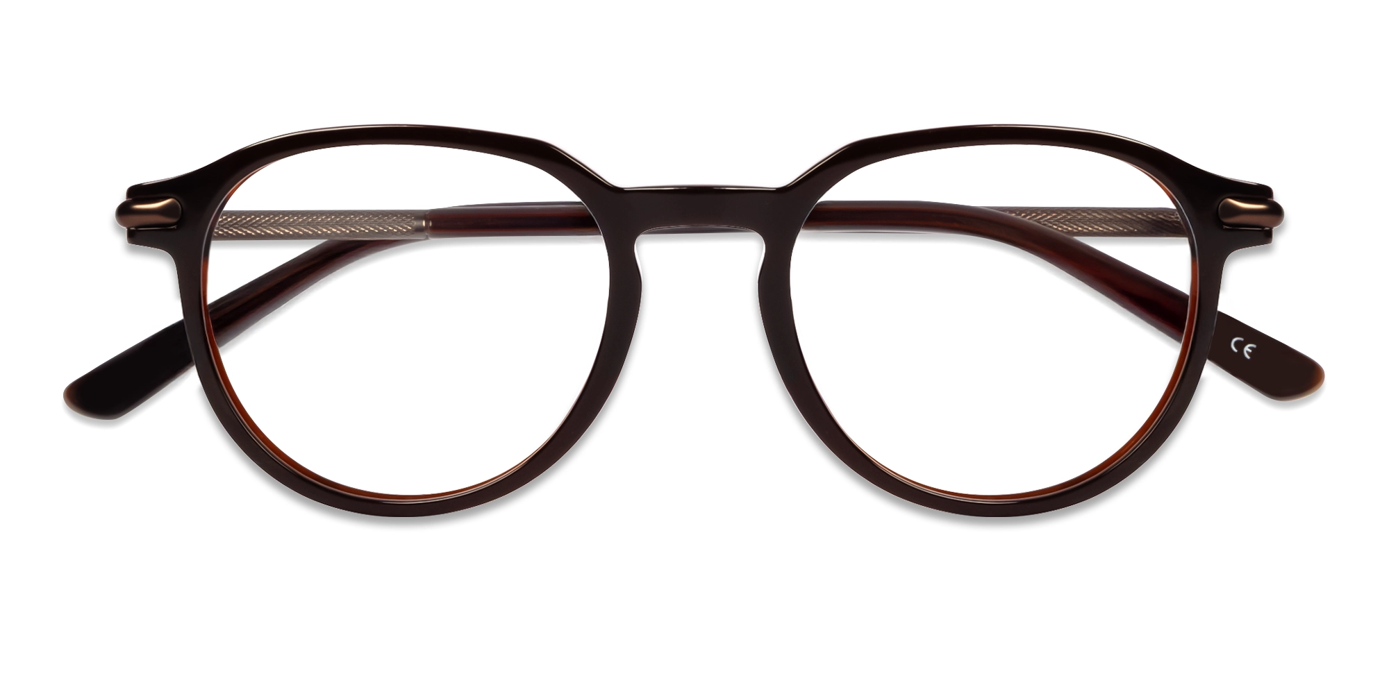 Dark Brown Round Keyhole Bridge Fullrim Glasses-5