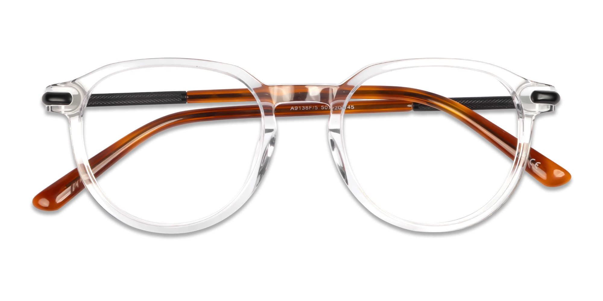 Crystal Clear Round Keyhole Bridge Fullrim Glasses-5