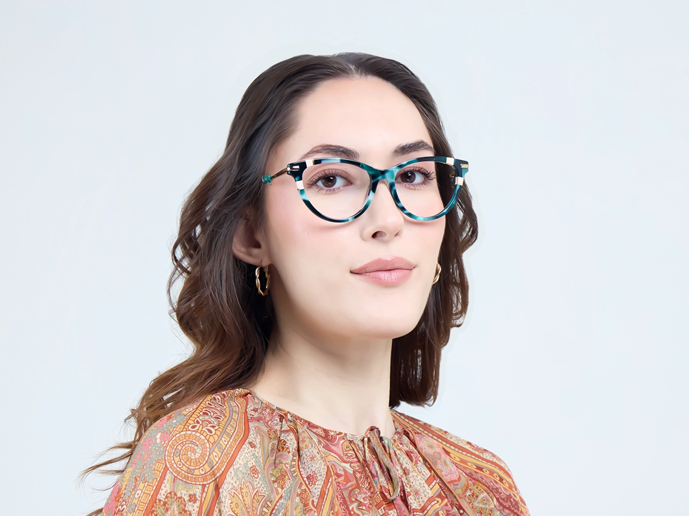 Green Tortoise Fullrim Mixed Material Glasses-11