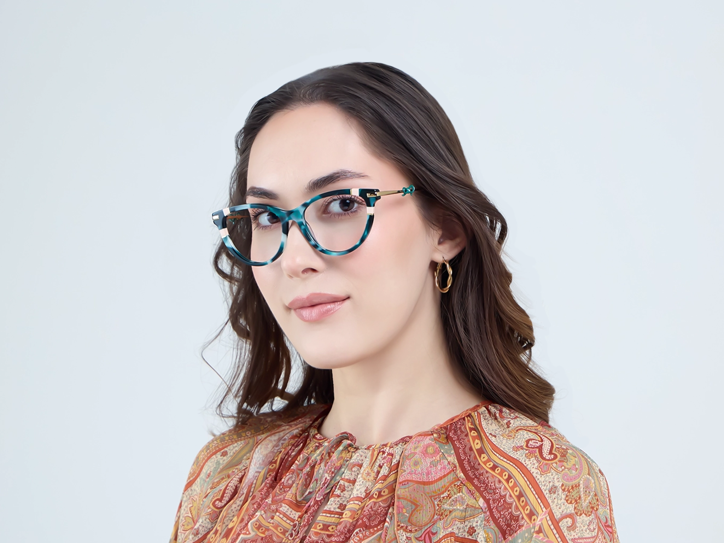 Green Tortoise Fullrim Mixed Material Glasses-13