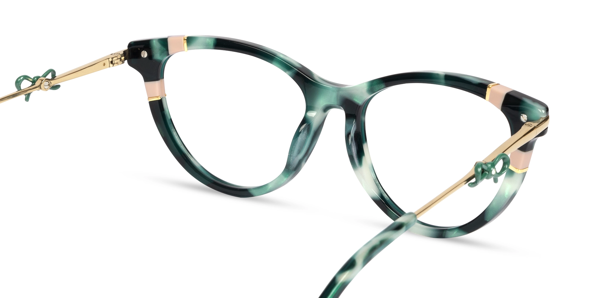 Green Tortoise Fullrim Mixed Material Glasses-5