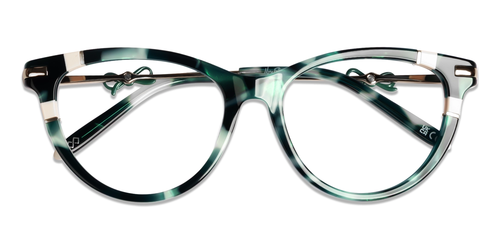 Green Tortoise Fullrim Mixed Material Glasses-6