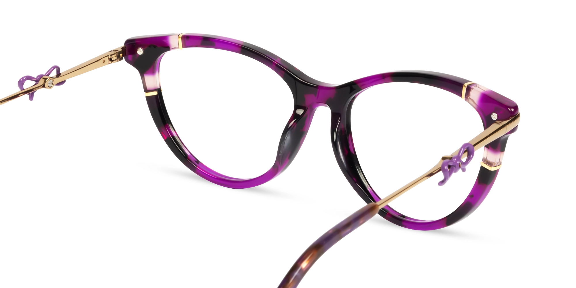 Purple Tortoise Fullrim Mixed Material Glasses-5