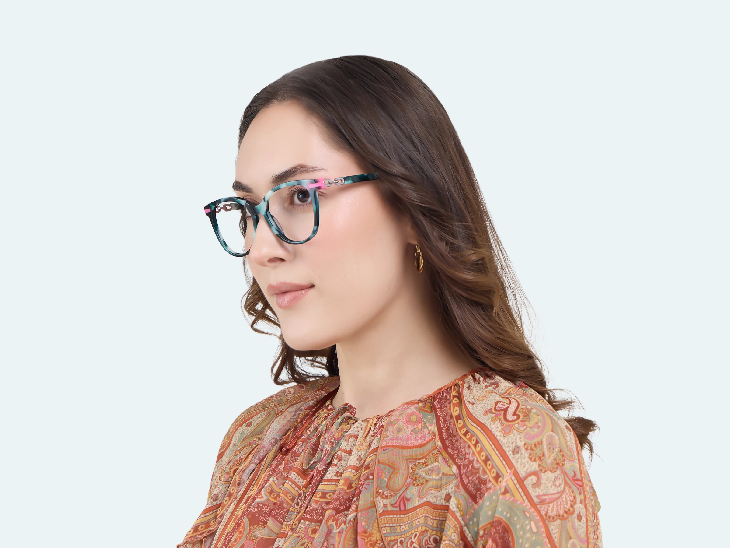 Green Tortoise Square Cateye Acetate Glasses-11