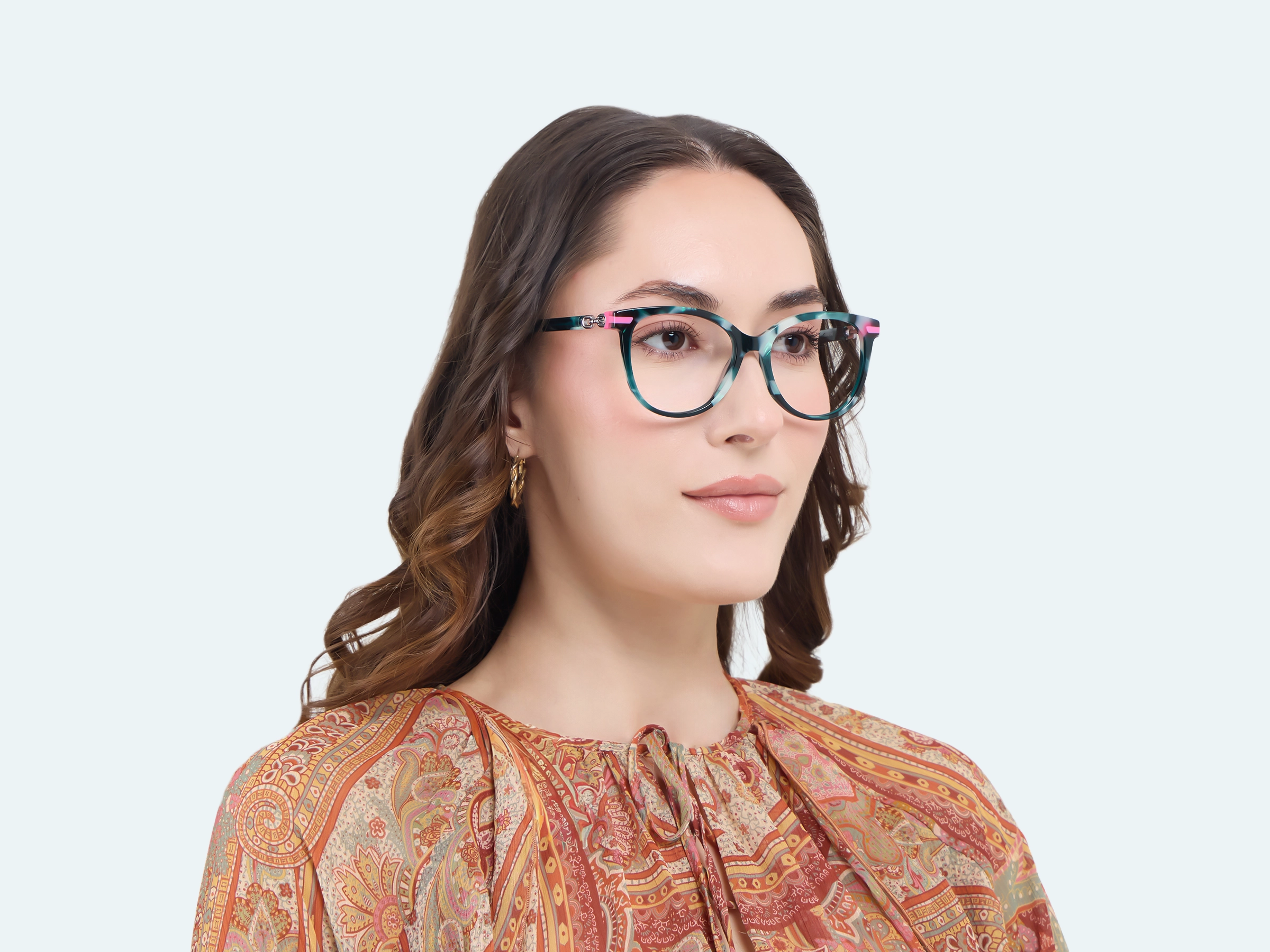 Green Tortoise Square Cateye Acetate Glasses-13
