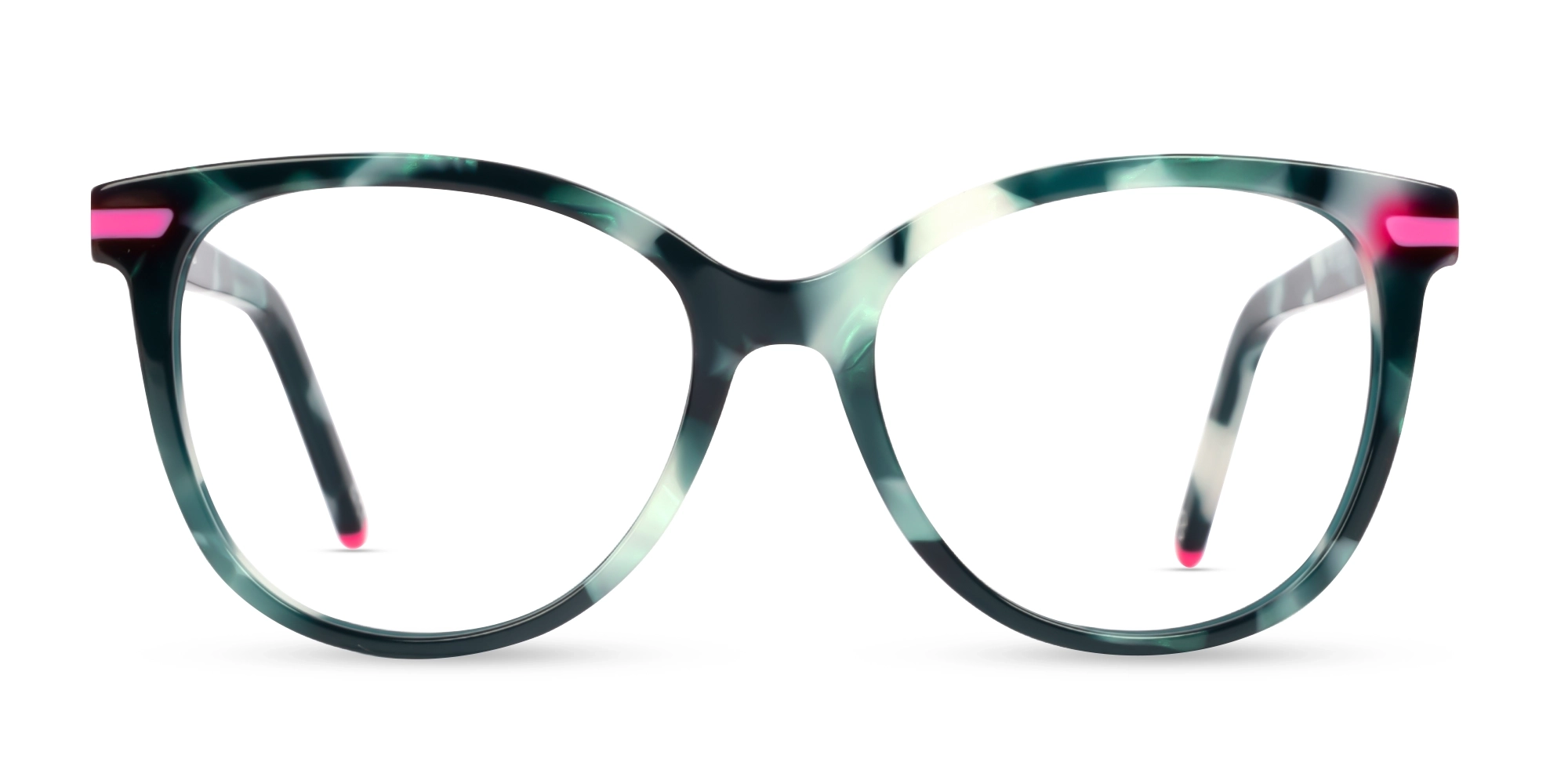 Green Tortoise Square Cateye Acetate Glasses-1