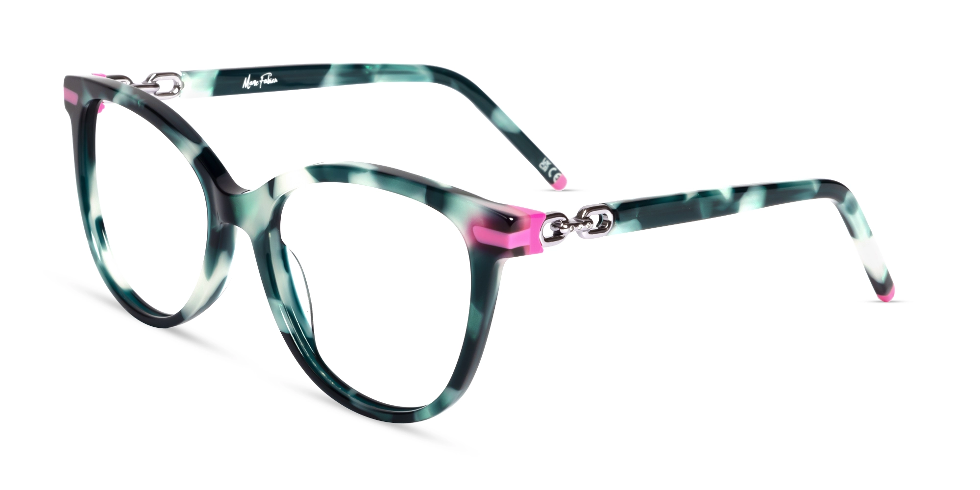 Green Tortoise Square Cateye Acetate Glasses-3