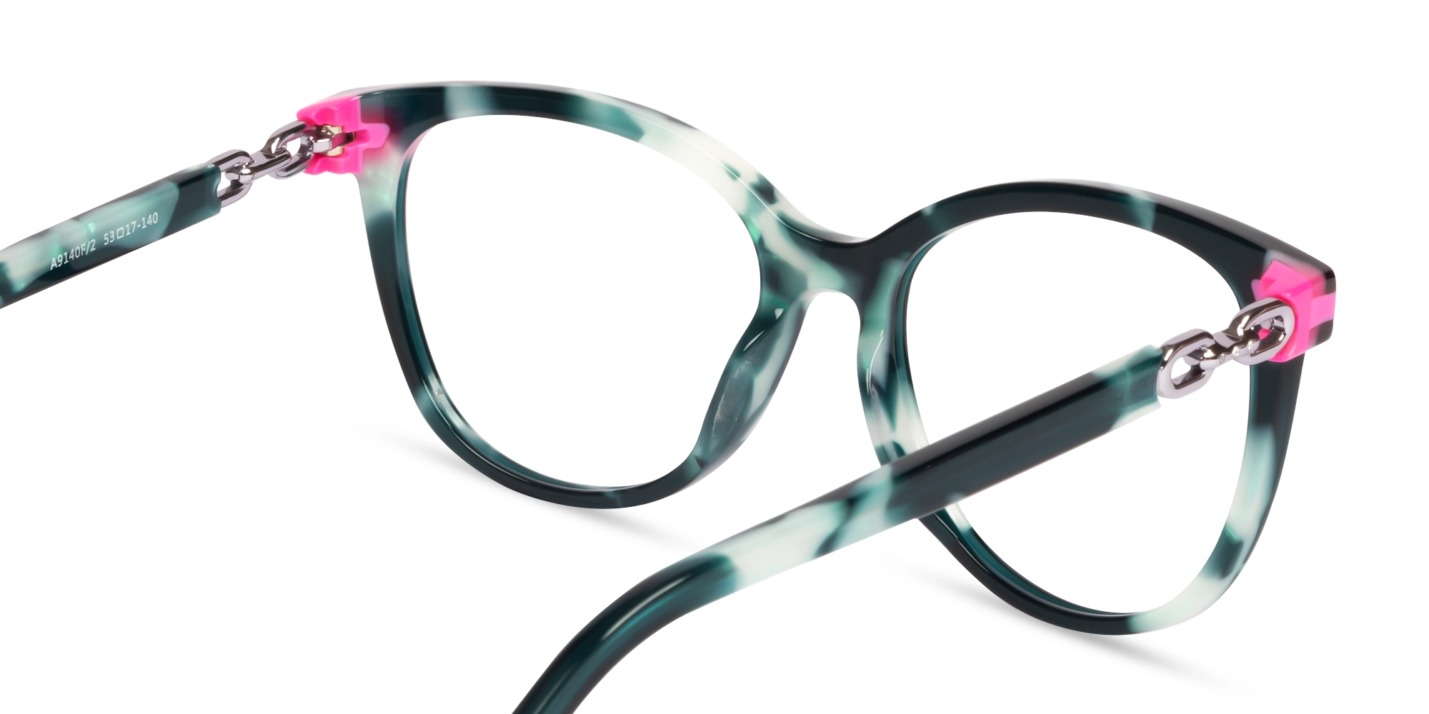 Green Tortoise Square Cateye Acetate Glasses-5