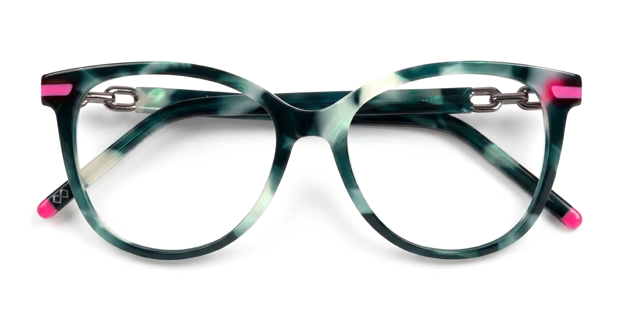 Green Tortoise Square Cateye Acetate Glasses-6