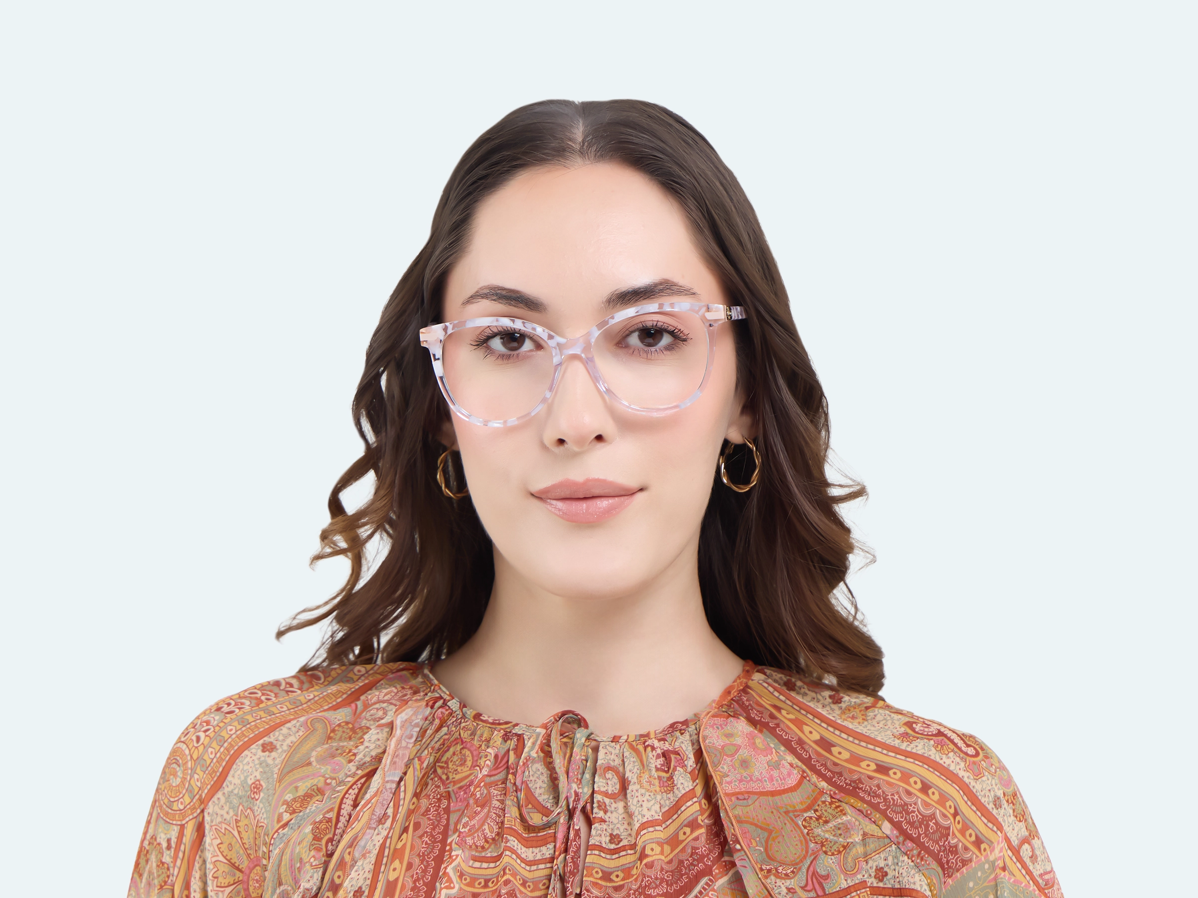 White Crystal Square Cateye Acetate Glasses-12