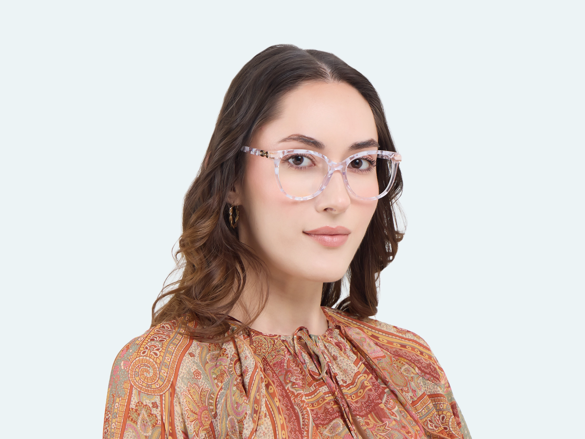 White Crystal Square Cateye Acetate Glasses-13