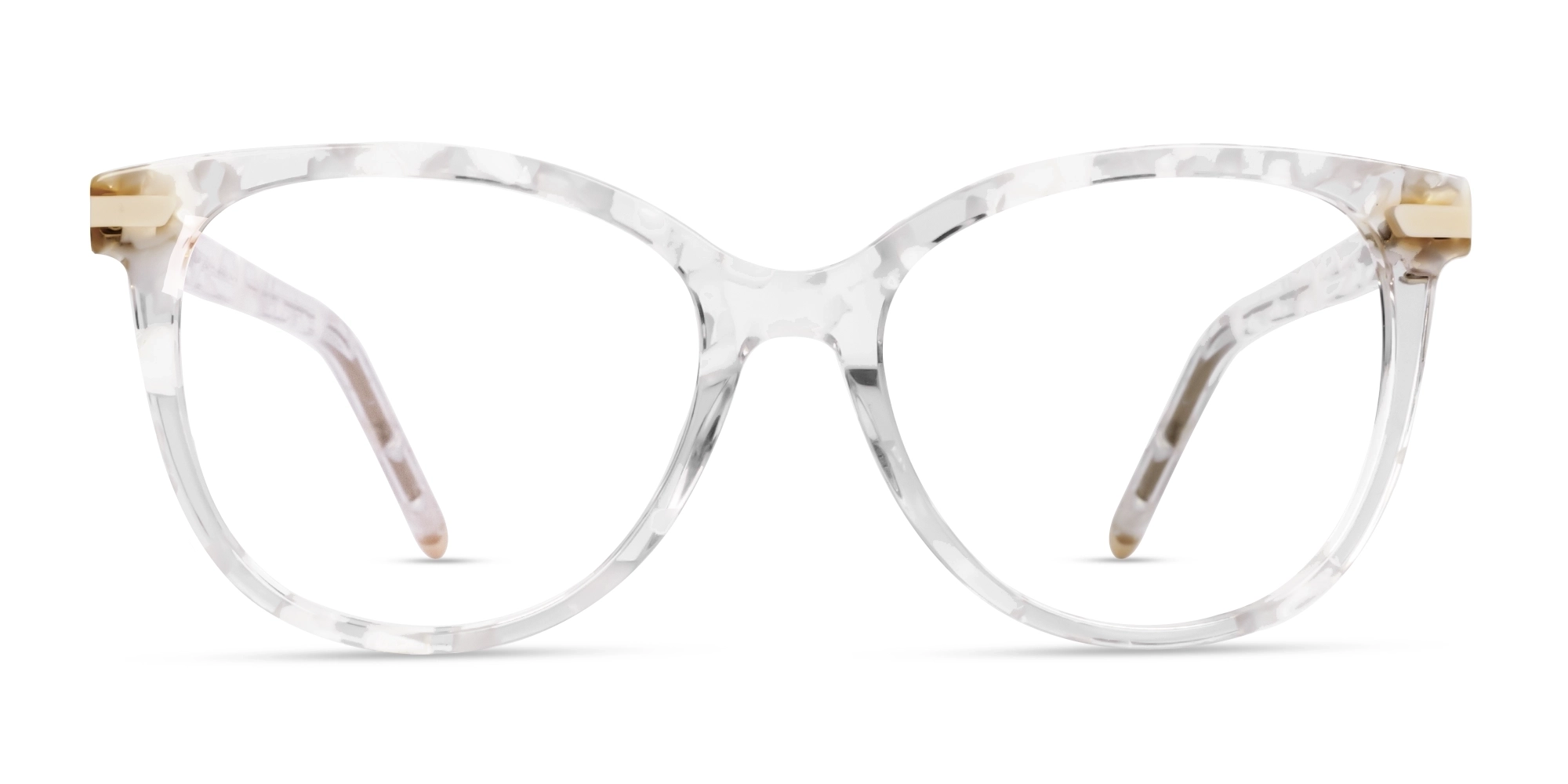 White Crystal Square Cateye Acetate Glasses-1
