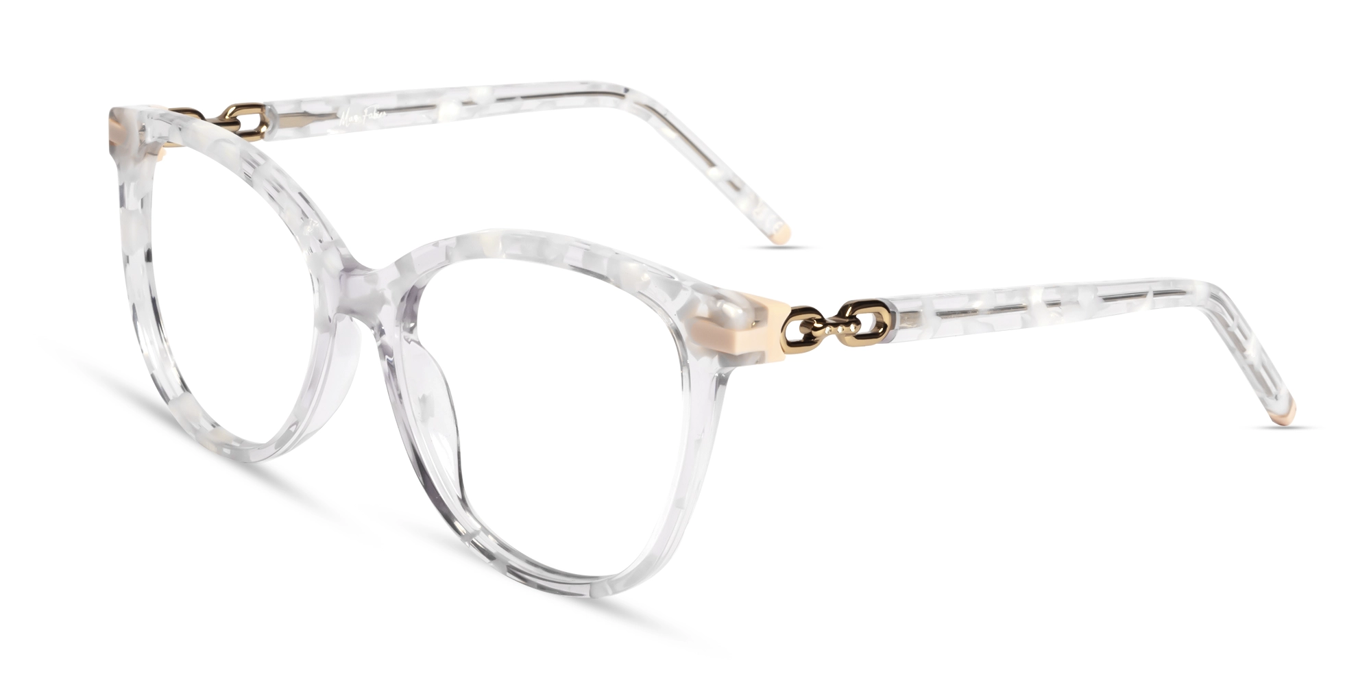 White Crystal Square Cateye Acetate Glasses-3