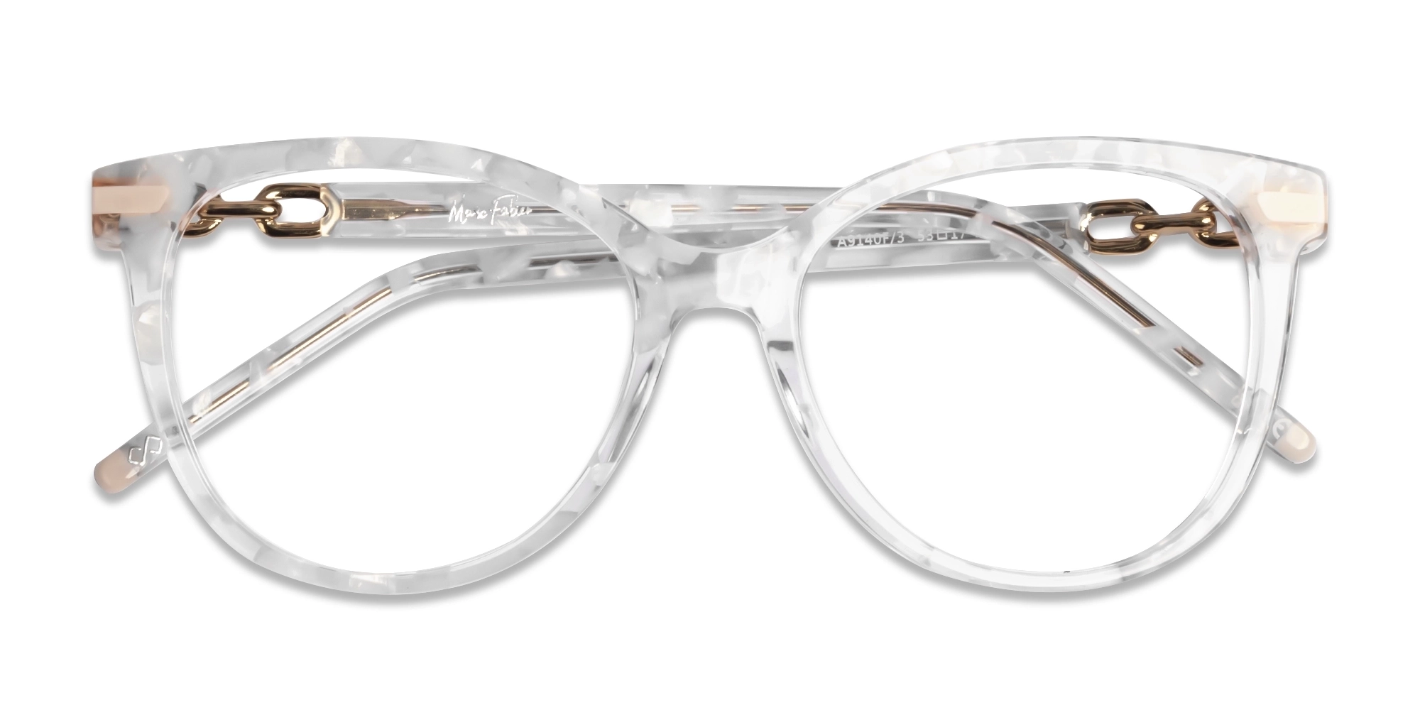 White Crystal Square Cateye Acetate Glasses-6
