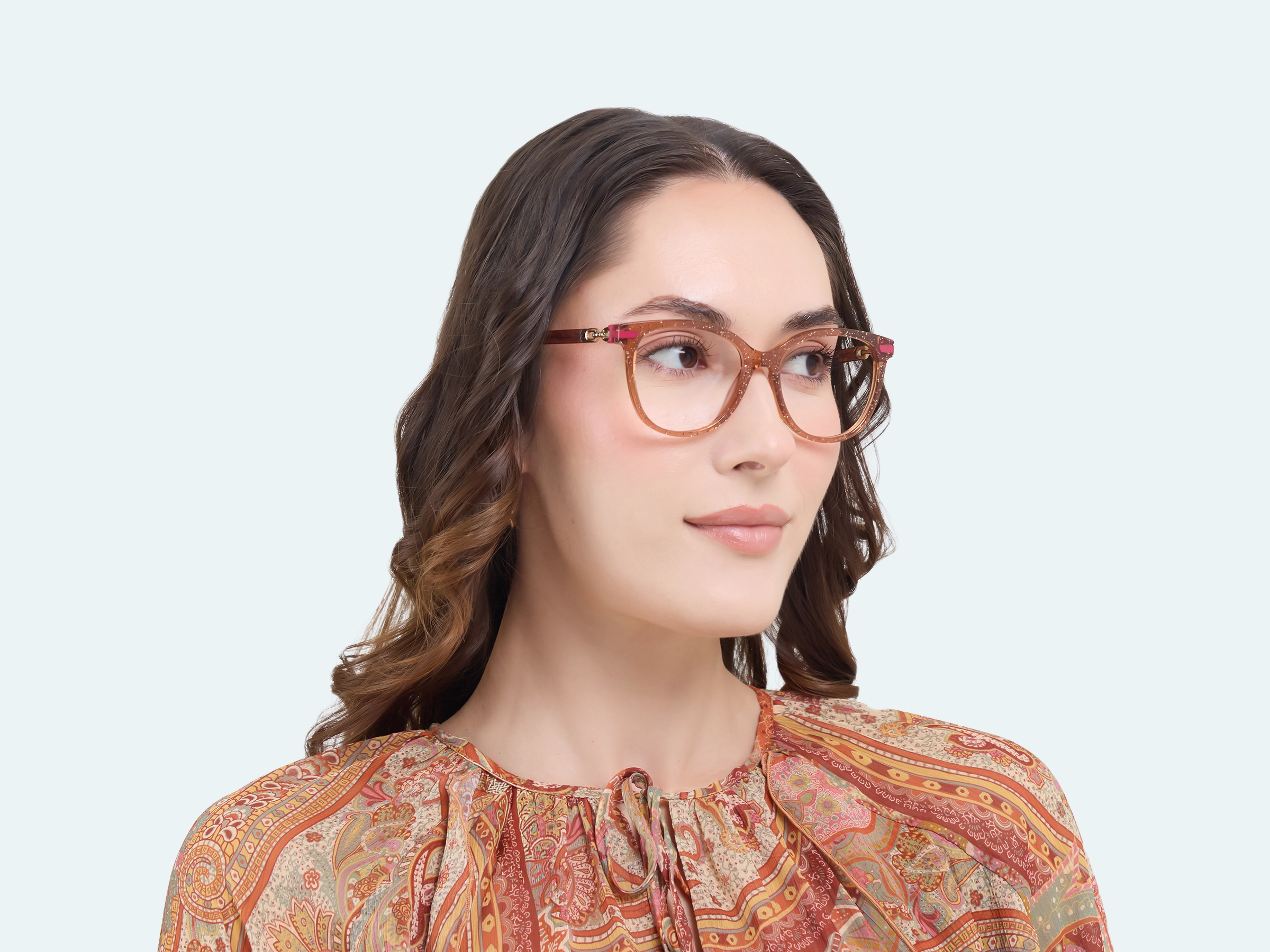 Glittery Brown Square Cateye Acetate Glasses-11