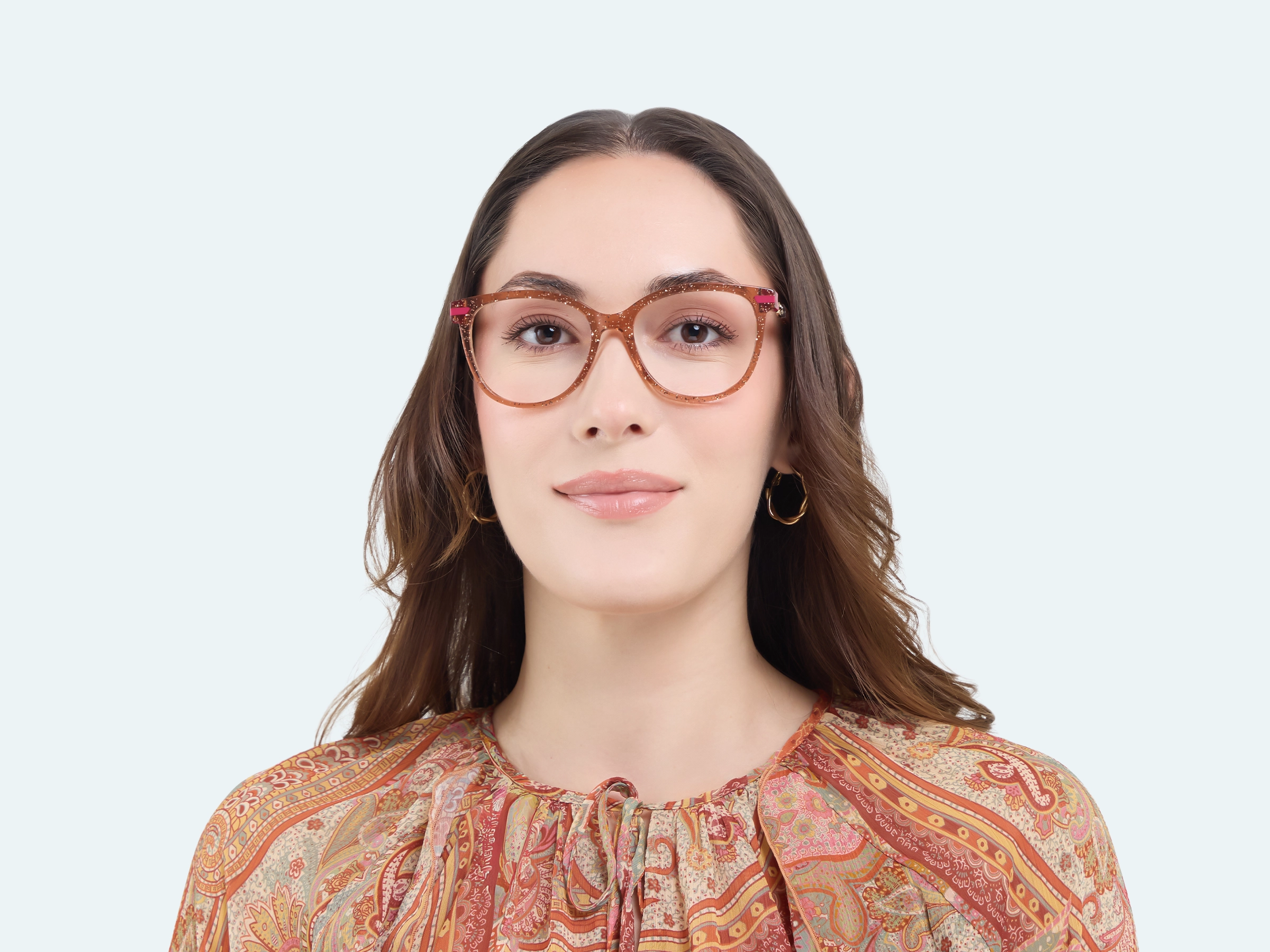 Glittery Brown Square Cateye Acetate Glasses-12
