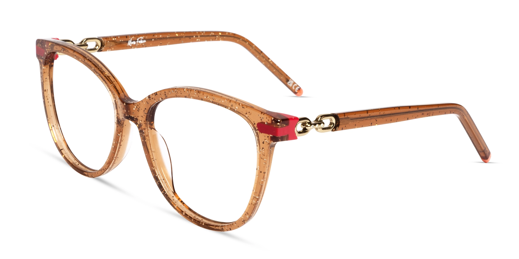 Glittery Brown Square Cateye Acetate Glasses-3