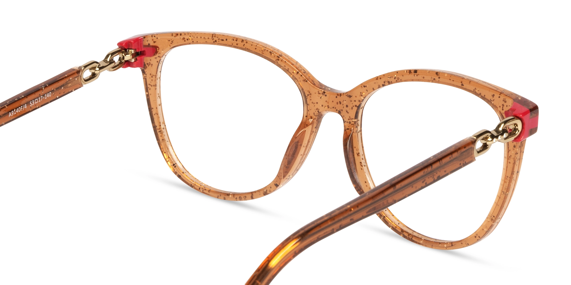Glittery Brown Square Cateye Acetate Glasses-5