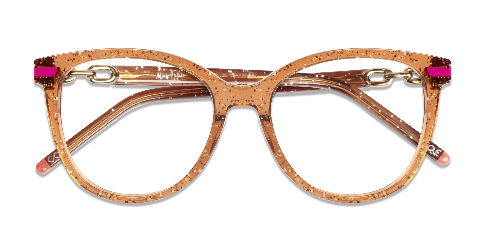 Glittery Brown Square Cateye Acetate Glasses-6