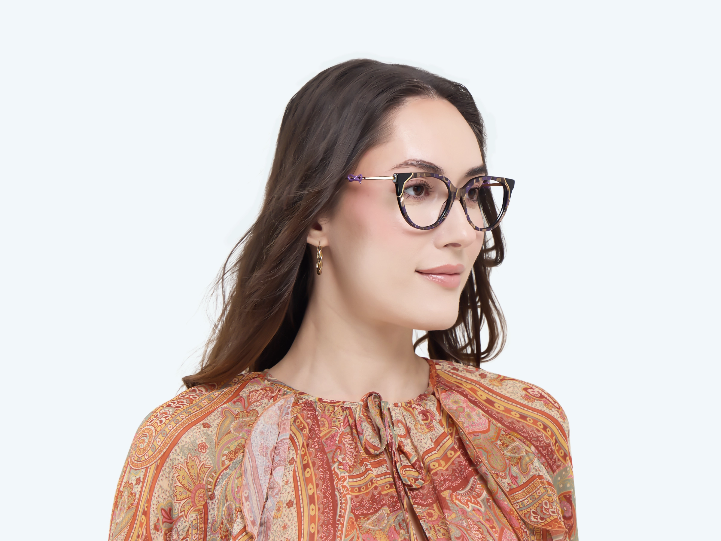 Purple & Gold Mosaic Cateye Fullrim Glasses-13