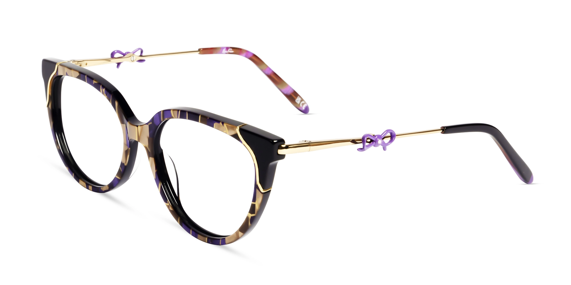 Purple & Gold Mosaic Cateye Fullrim Glasses-3