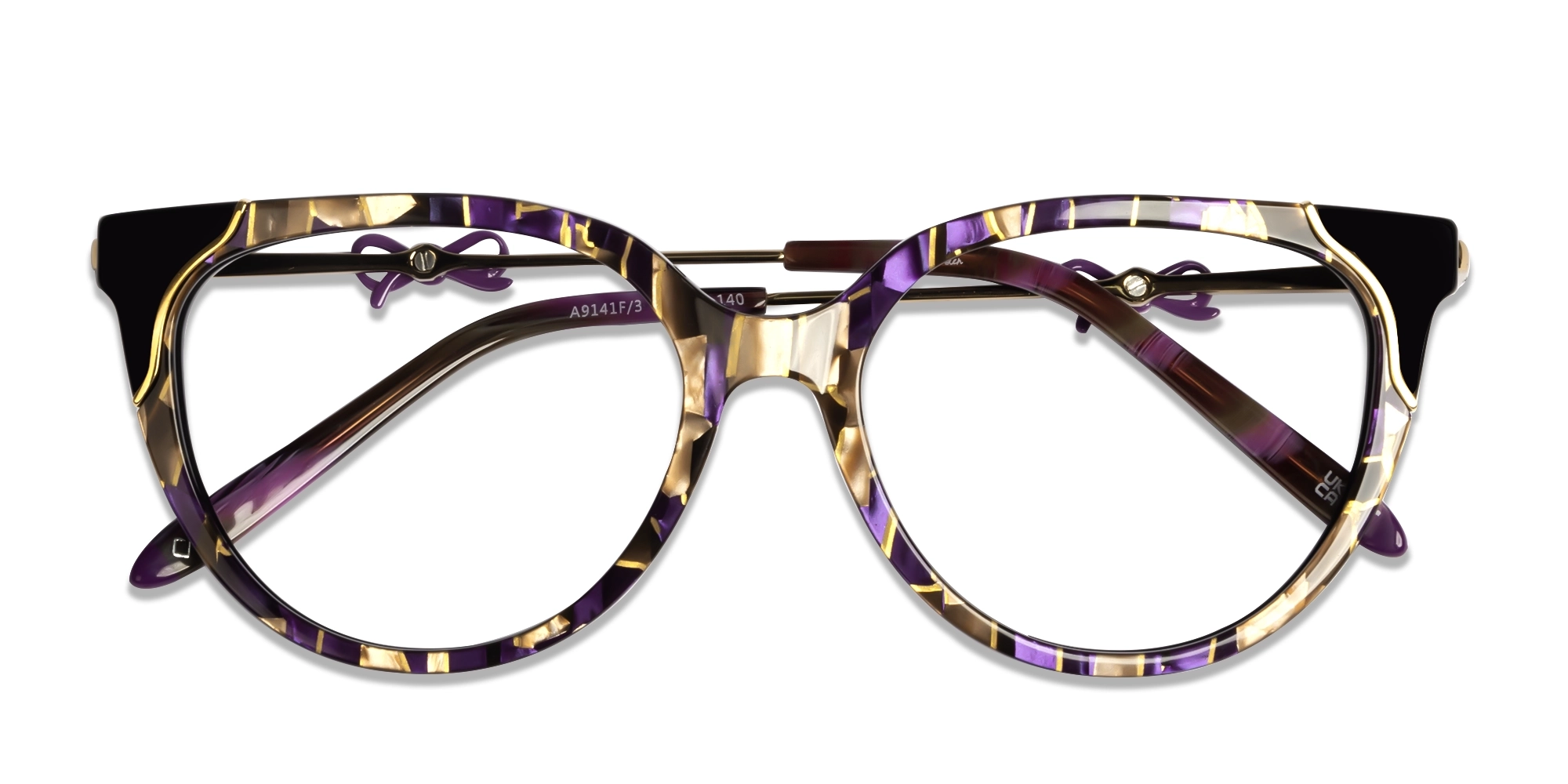 Purple & Gold Mosaic Cateye Fullrim Glasses-6