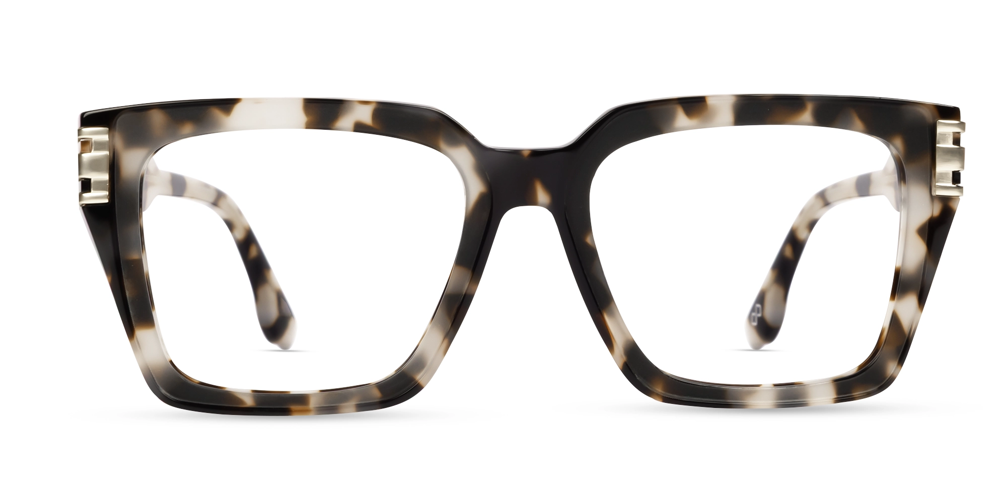 Beige Tortoise Square Full-Rim Acetate Glasses-1