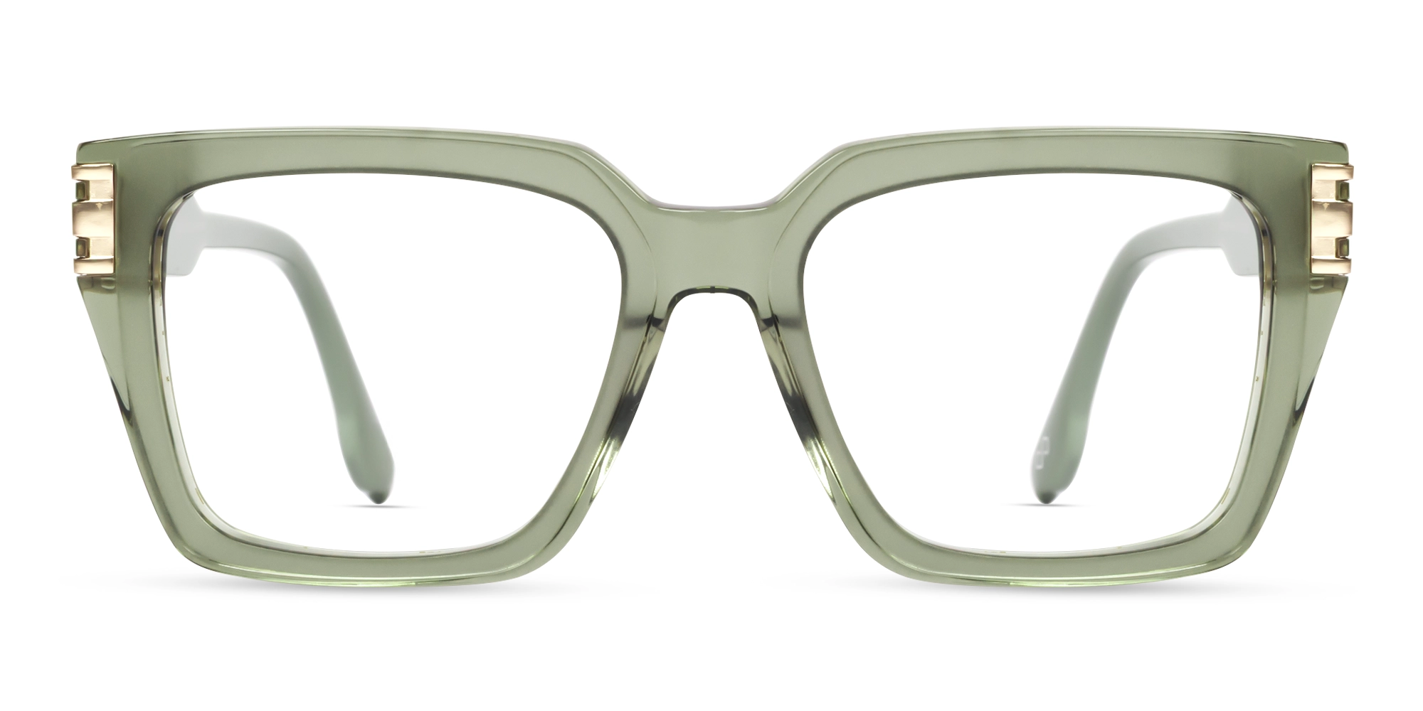 Crystal Mint Green Square Full-Rim Acetate Glasses-1