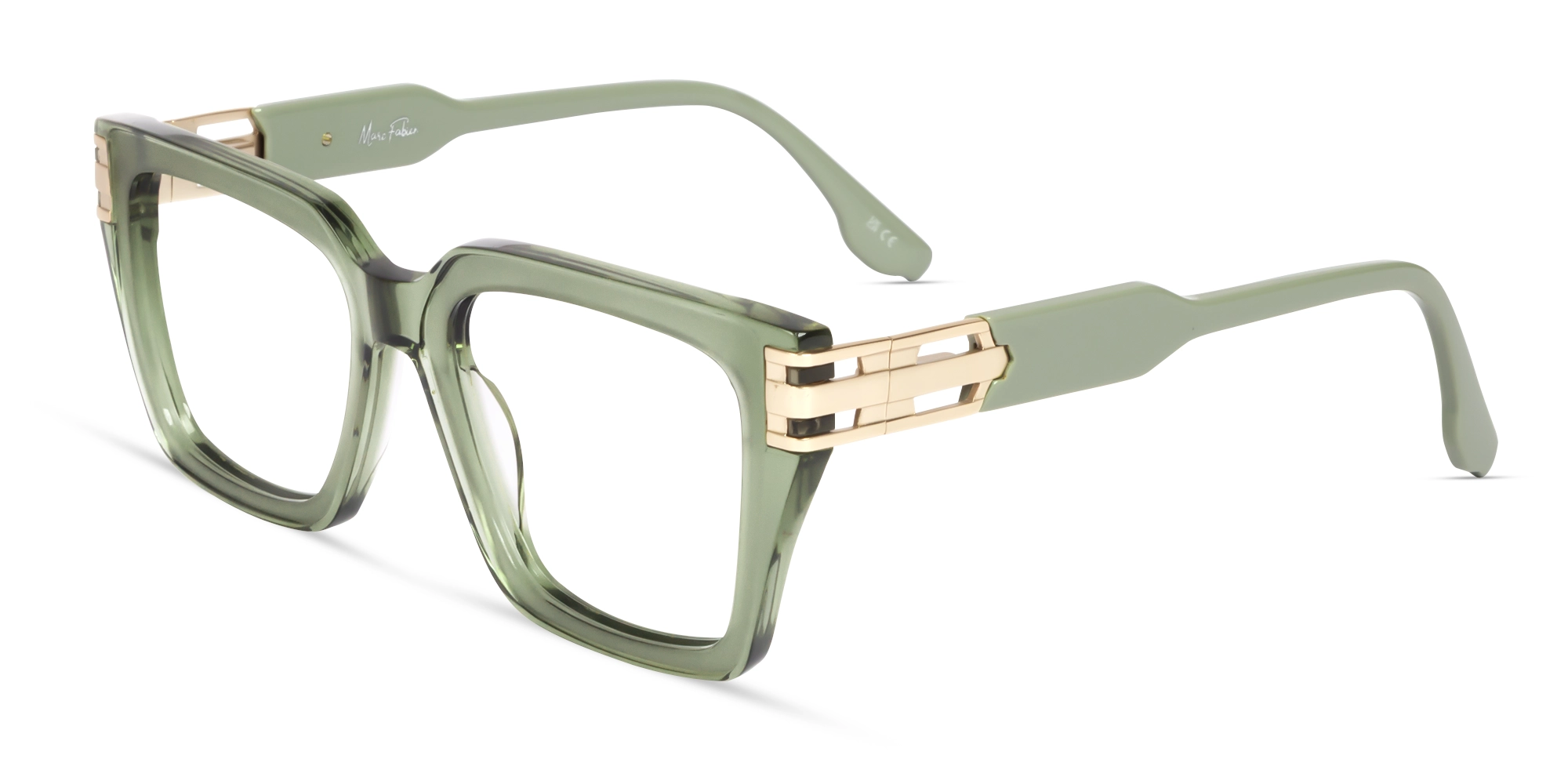 Crystal Mint Green Square Full-Rim Acetate Glasses-2
