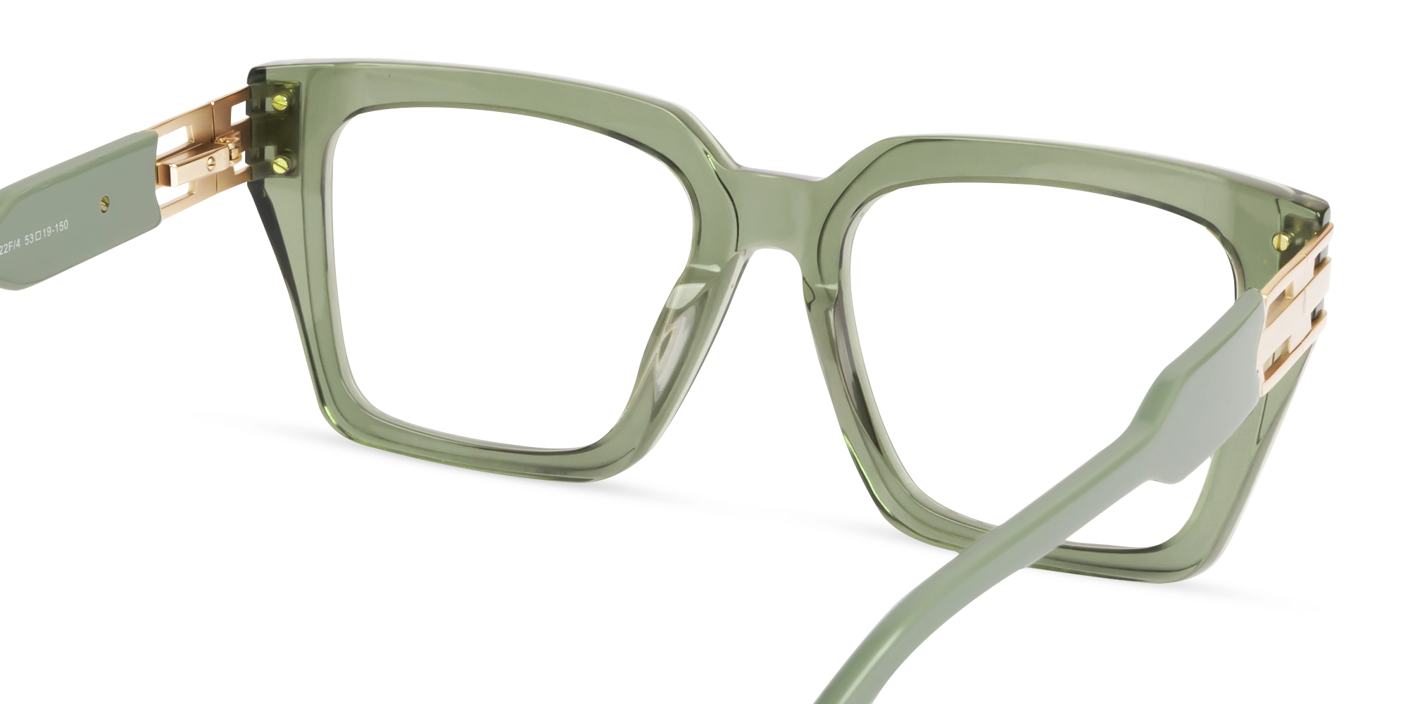 Crystal Mint Green Square Full-Rim Acetate Glasses-4