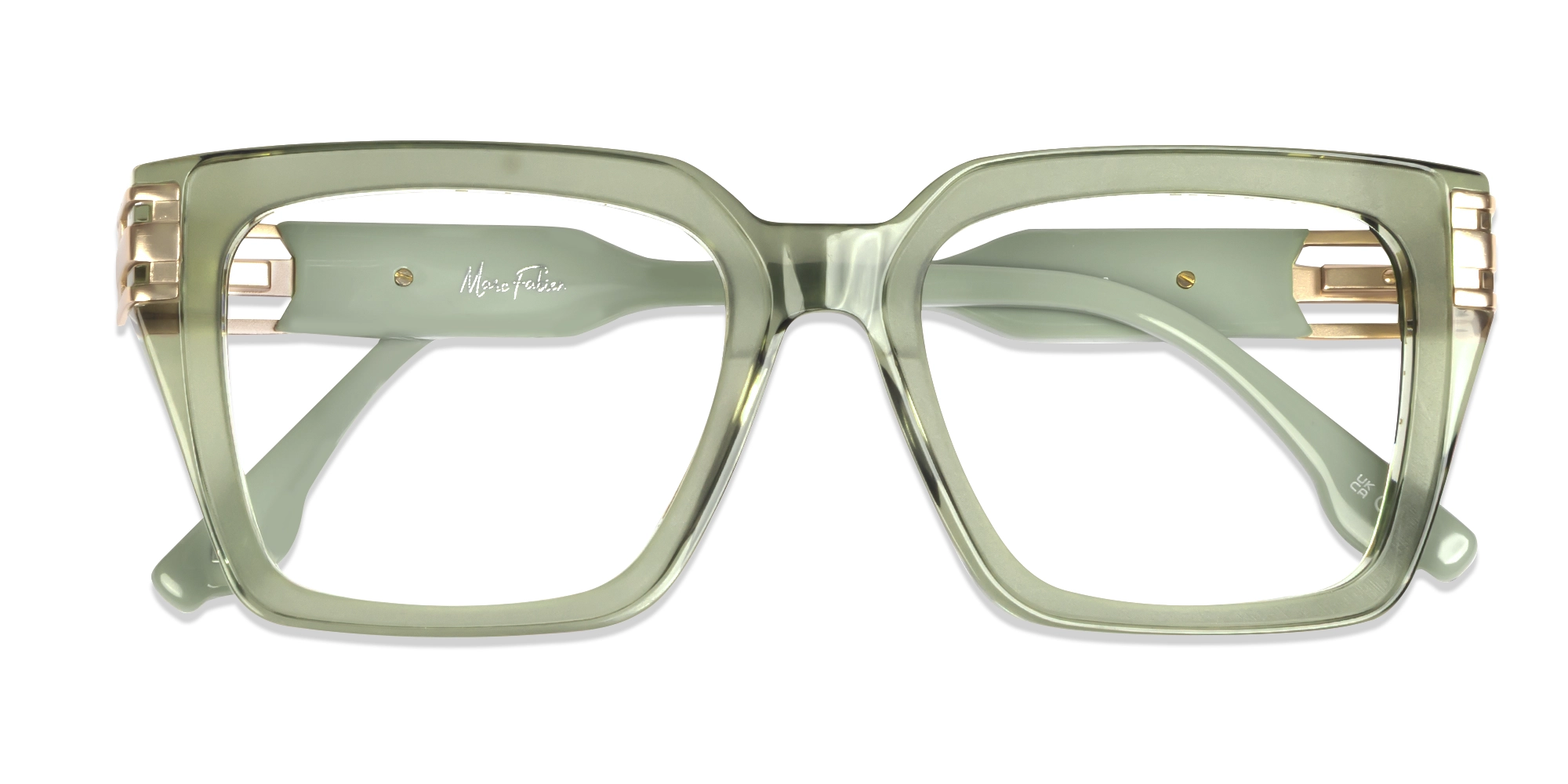 Crystal Mint Green Square Full-Rim Acetate Glasses-5