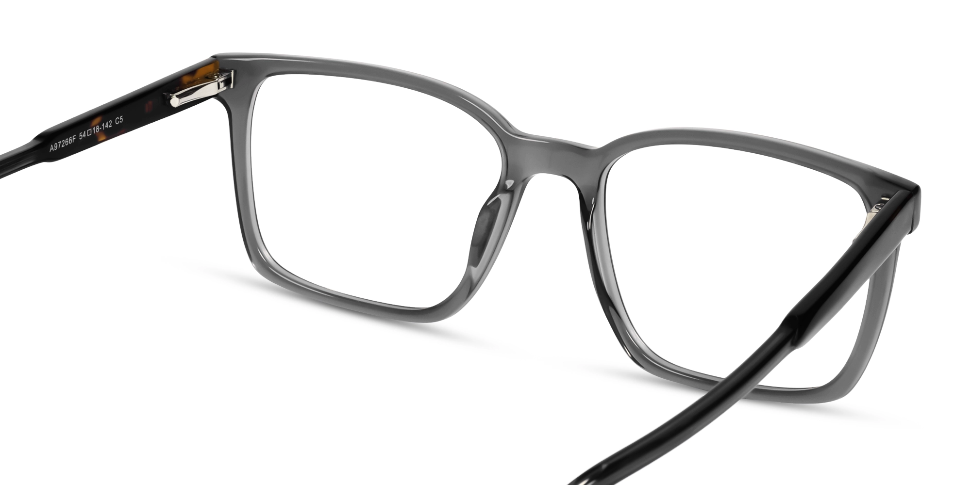 Crystal Charcoal Grey Square Full-Rim Acetate Glasses-5